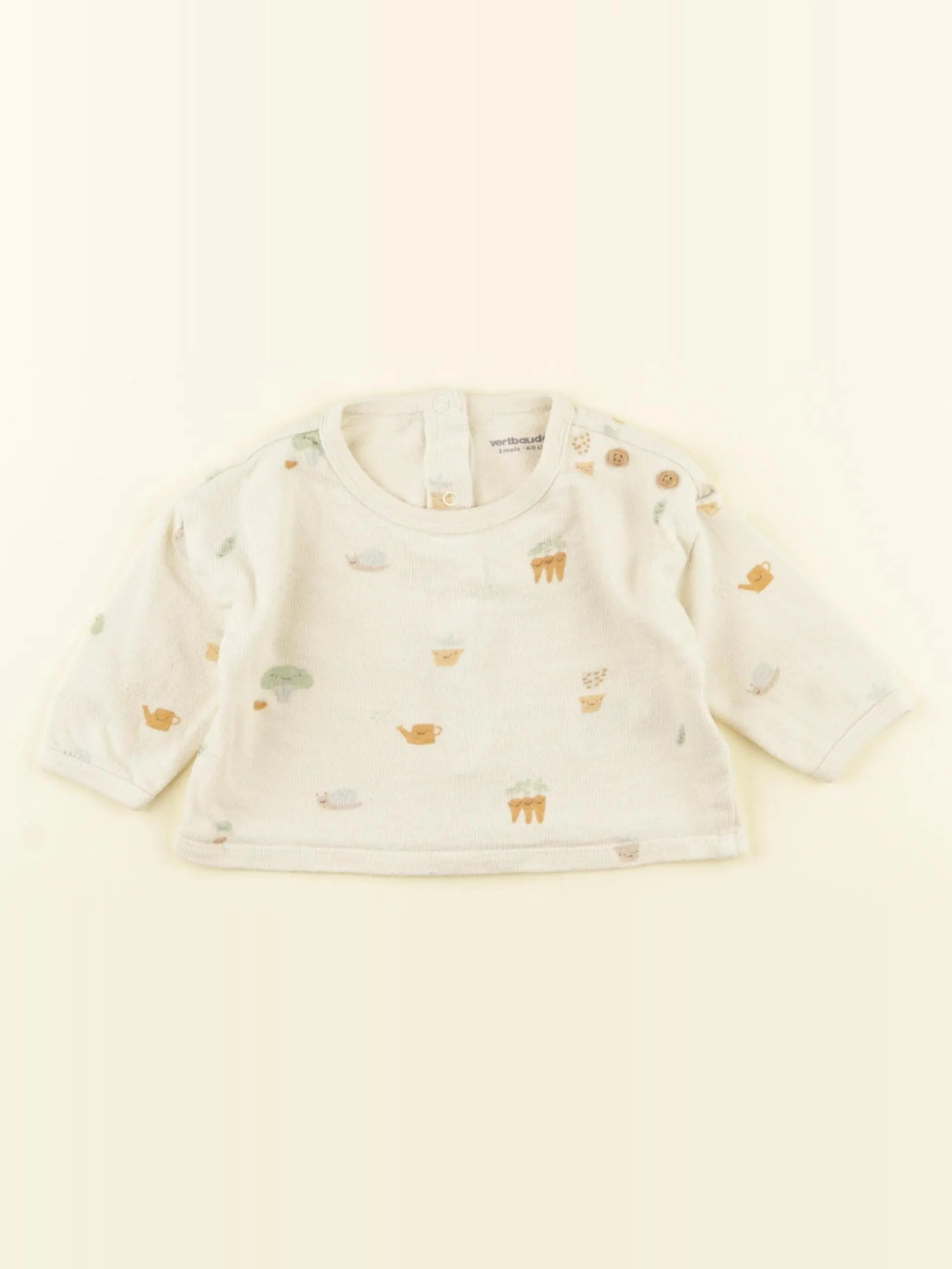 Vertbaudet - tee-shirt beige - 3 mois