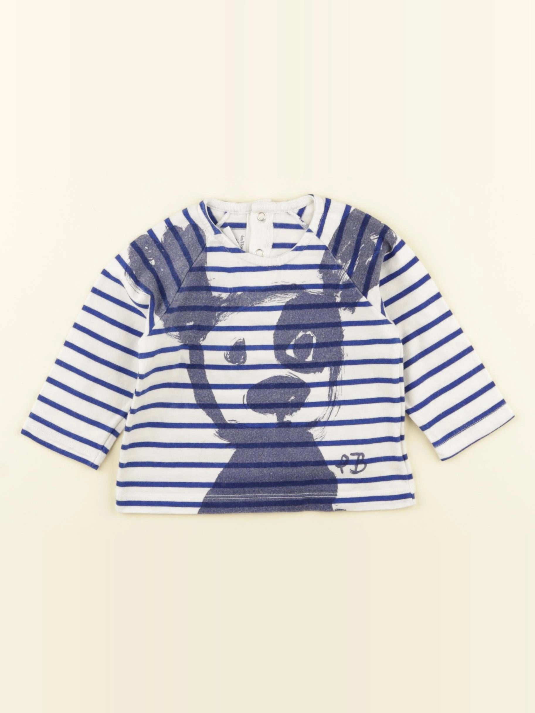 Petit Bateau - tee-shirt bleu - 6 mois