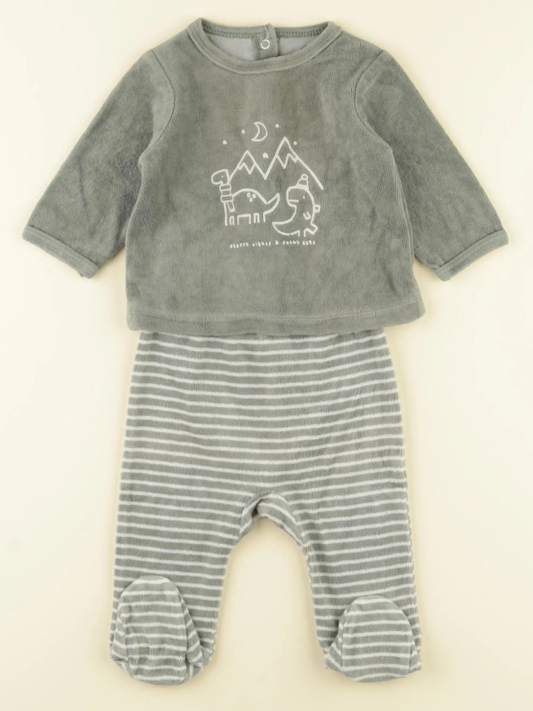 Vertbaudet - pyjama velours vert - 3 mois