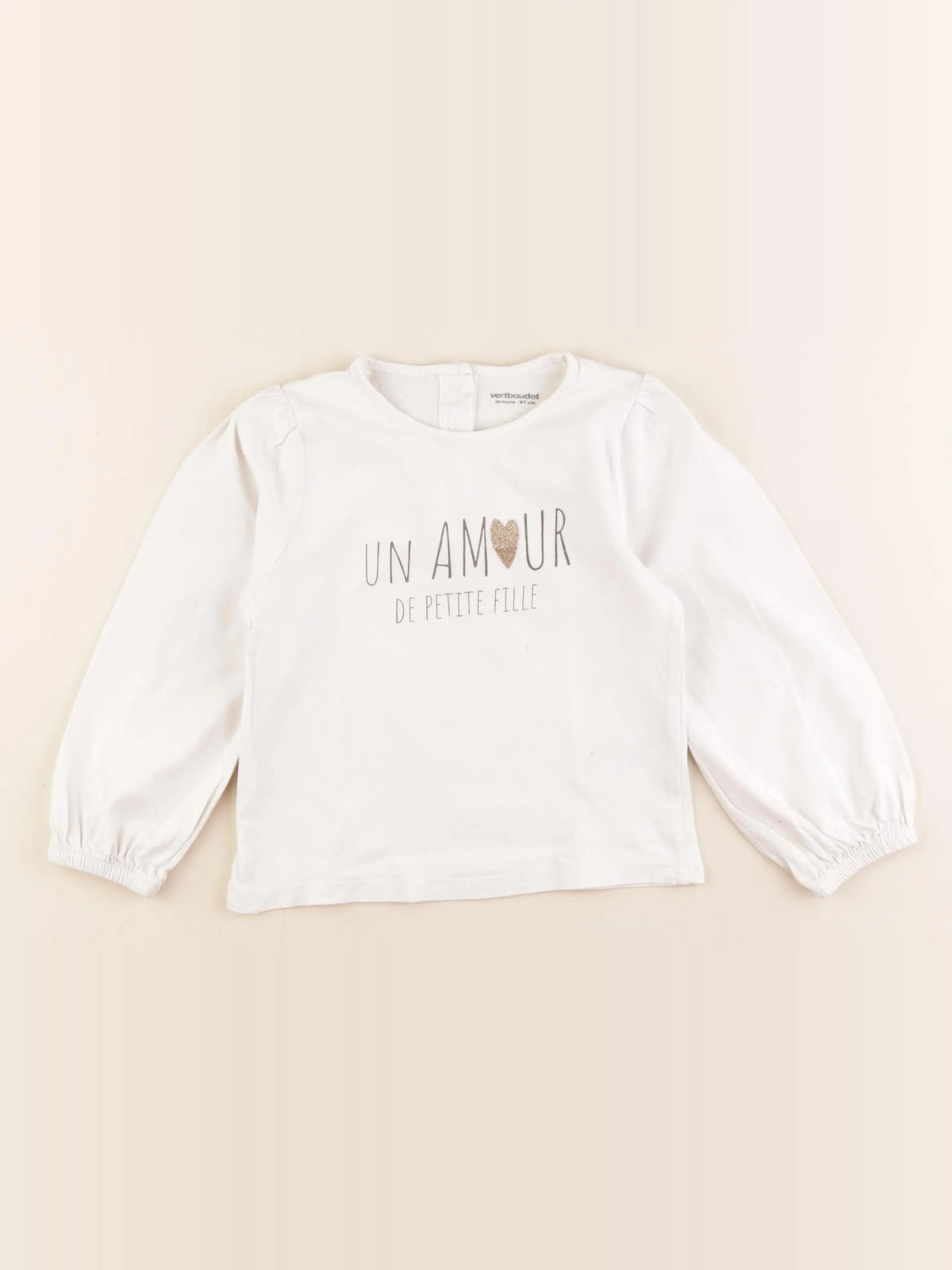 Vertbaudet - tee-shirt beige, or - 36 mois