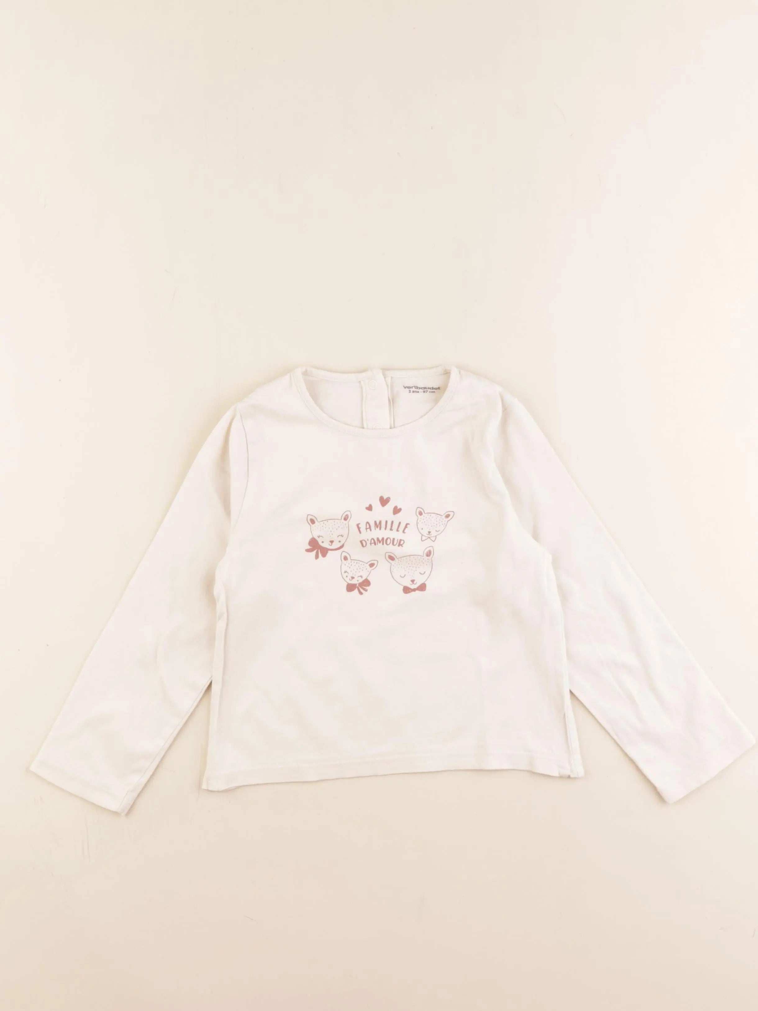 Vertbaudet - tee-shirt beige - 3 ans