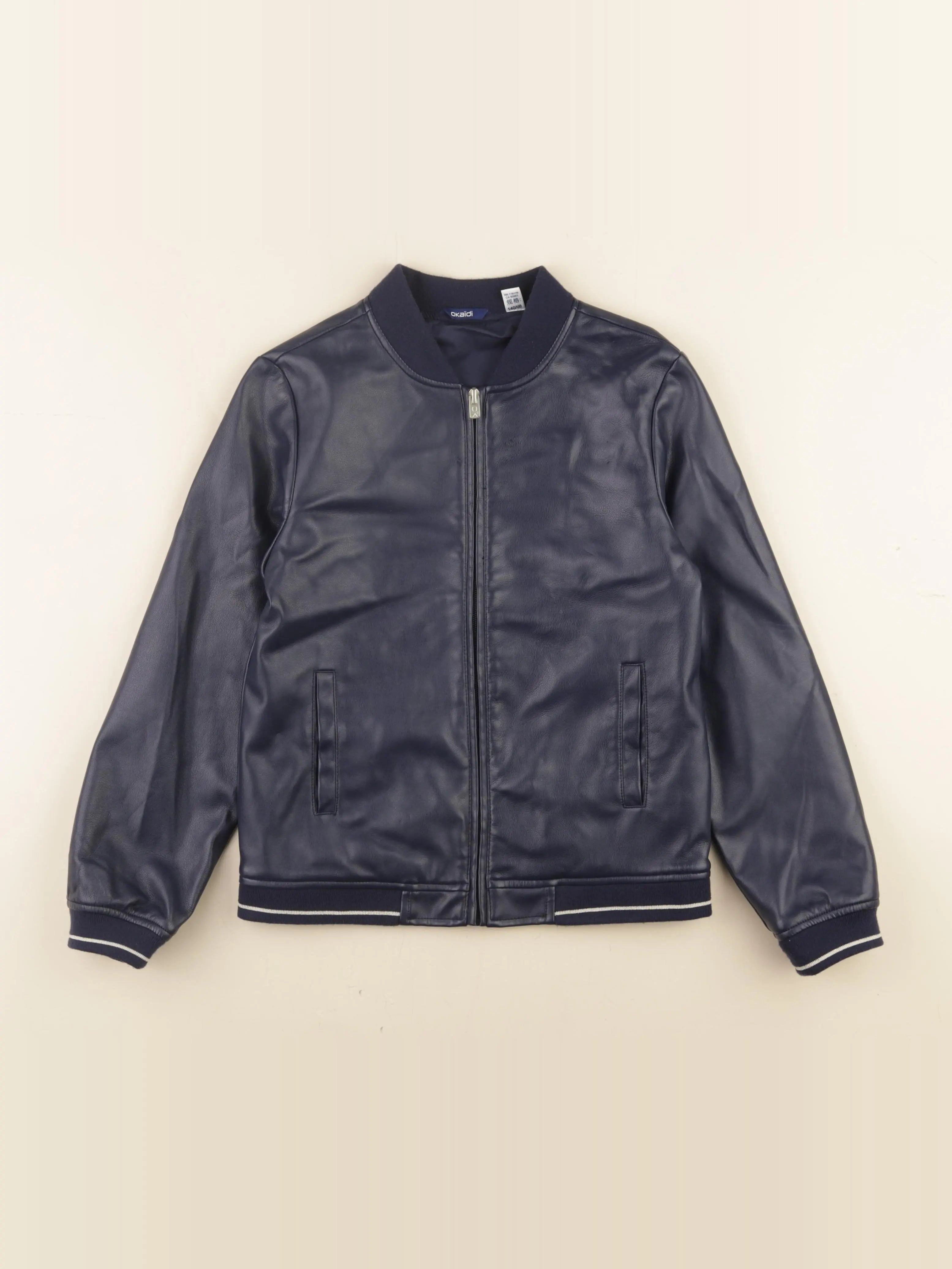 Okaidi - veste simili cuir bleu - 10 ans