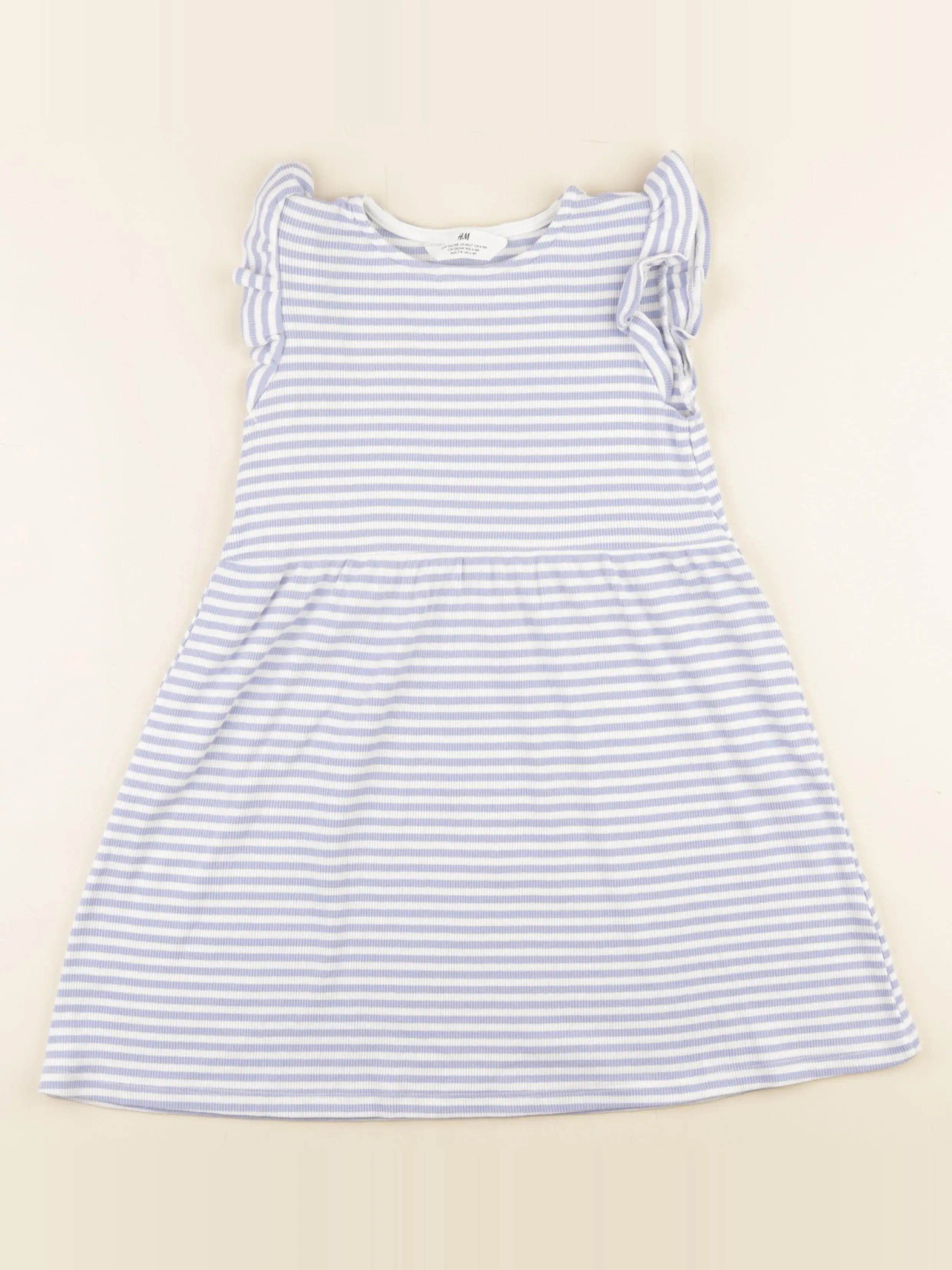 H&M - robe blanc, bleu - 6/8 ans