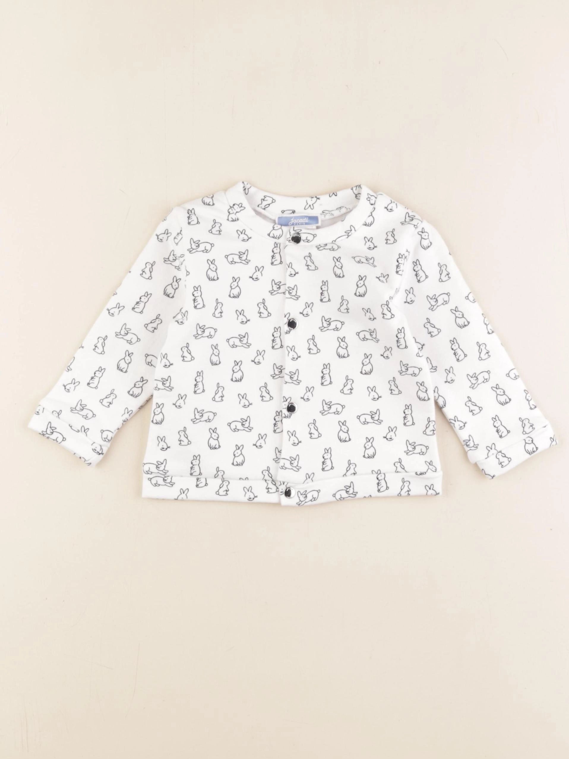 Jacadi - sweat blanc, bleu - 6 mois