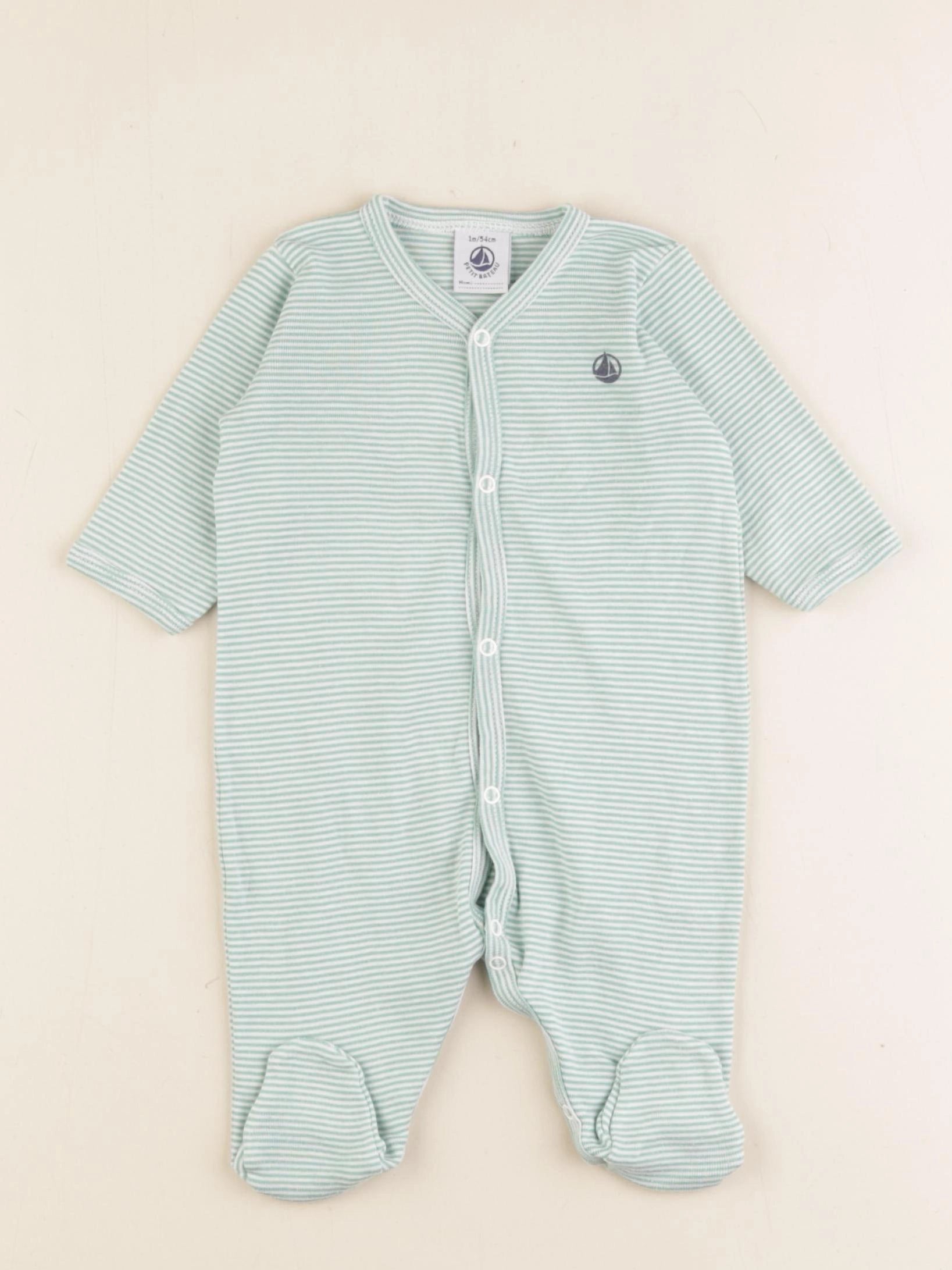Petit Bateau - pyjama coton vert - 1 mois