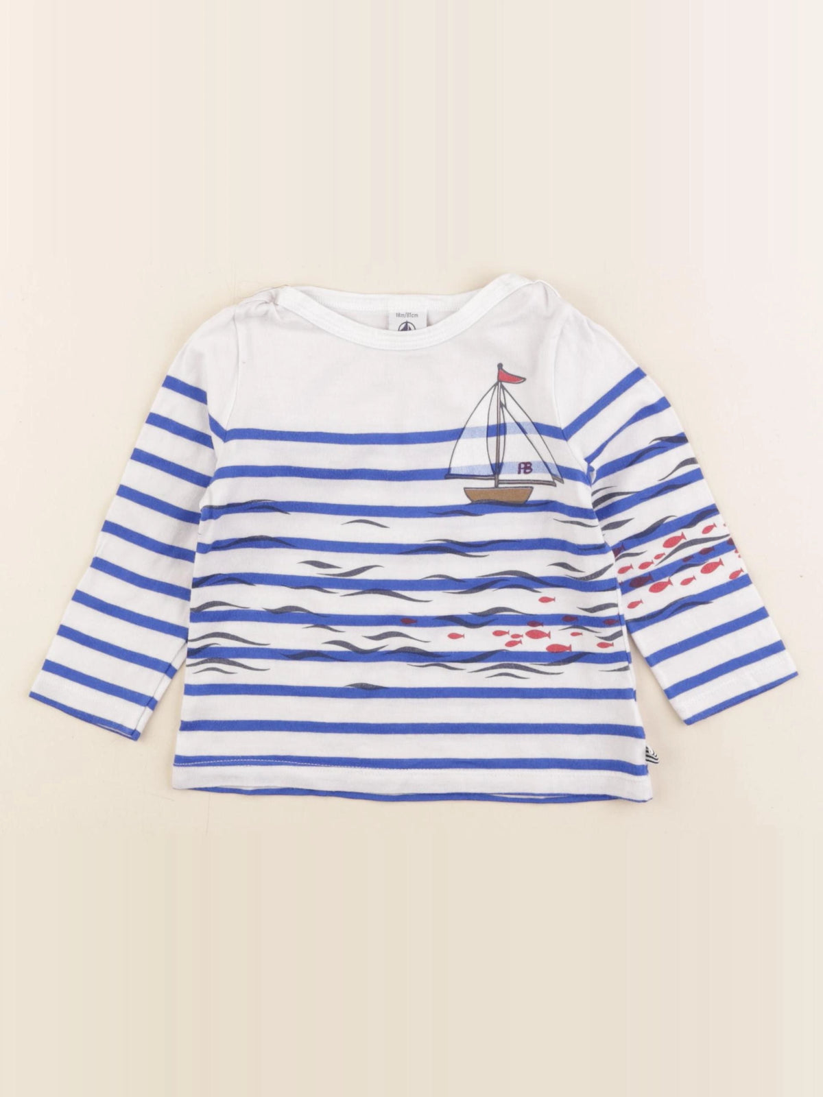 Petit Bateau - tee-shirt bleu - 18 mois