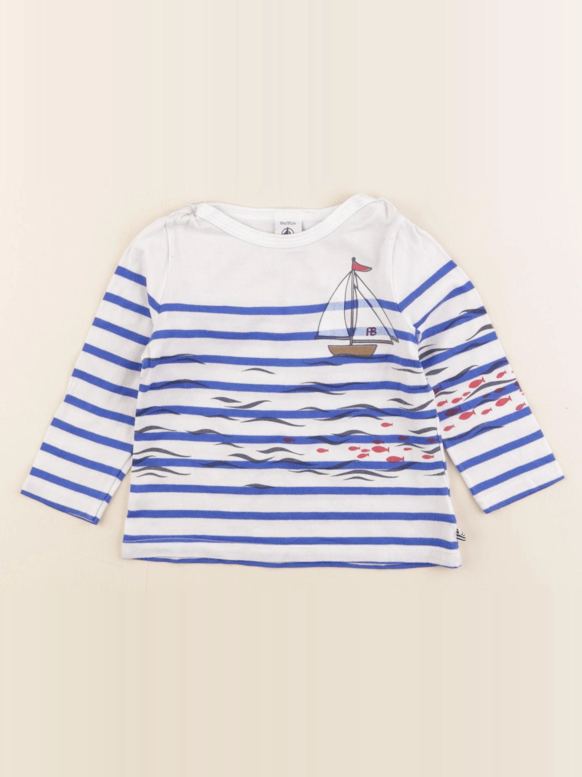 Petit Bateau - tee-shirt bleu - 18 mois