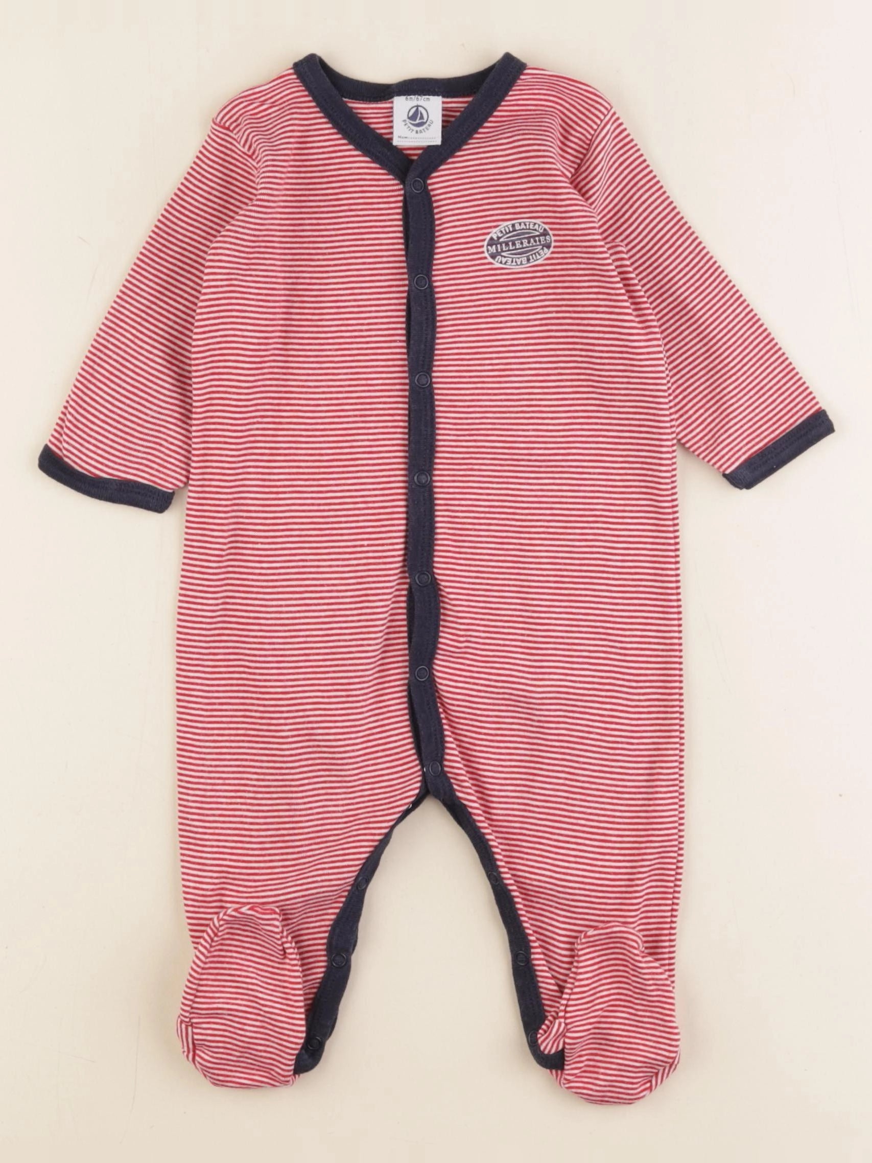 Petit Bateau - pyjama coton rouge - 6 mois