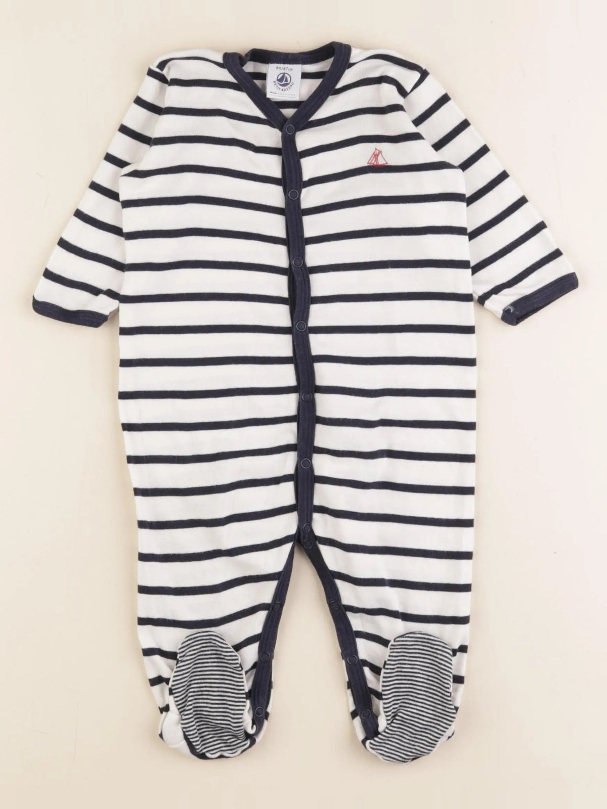 Petit Bateau - pyjama coton blanc - 6 mois