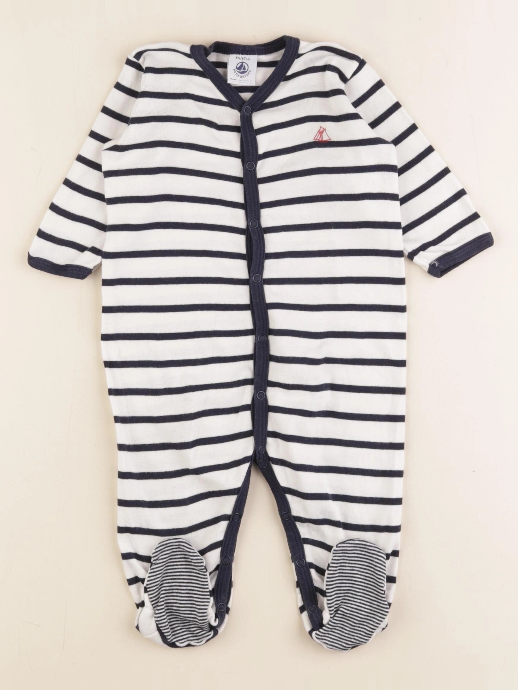 Petit Bateau - pyjama coton blanc - 6 mois