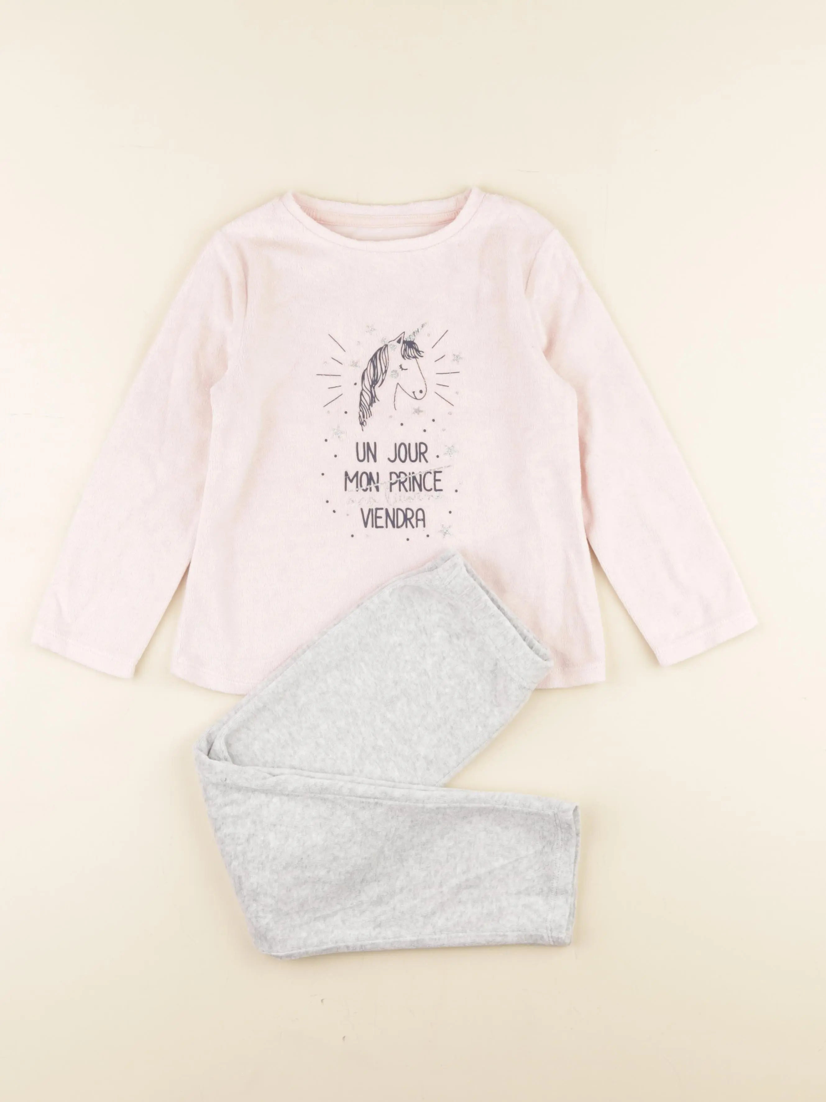 Vertbaudet - pyjama velours rose - 5 ans
