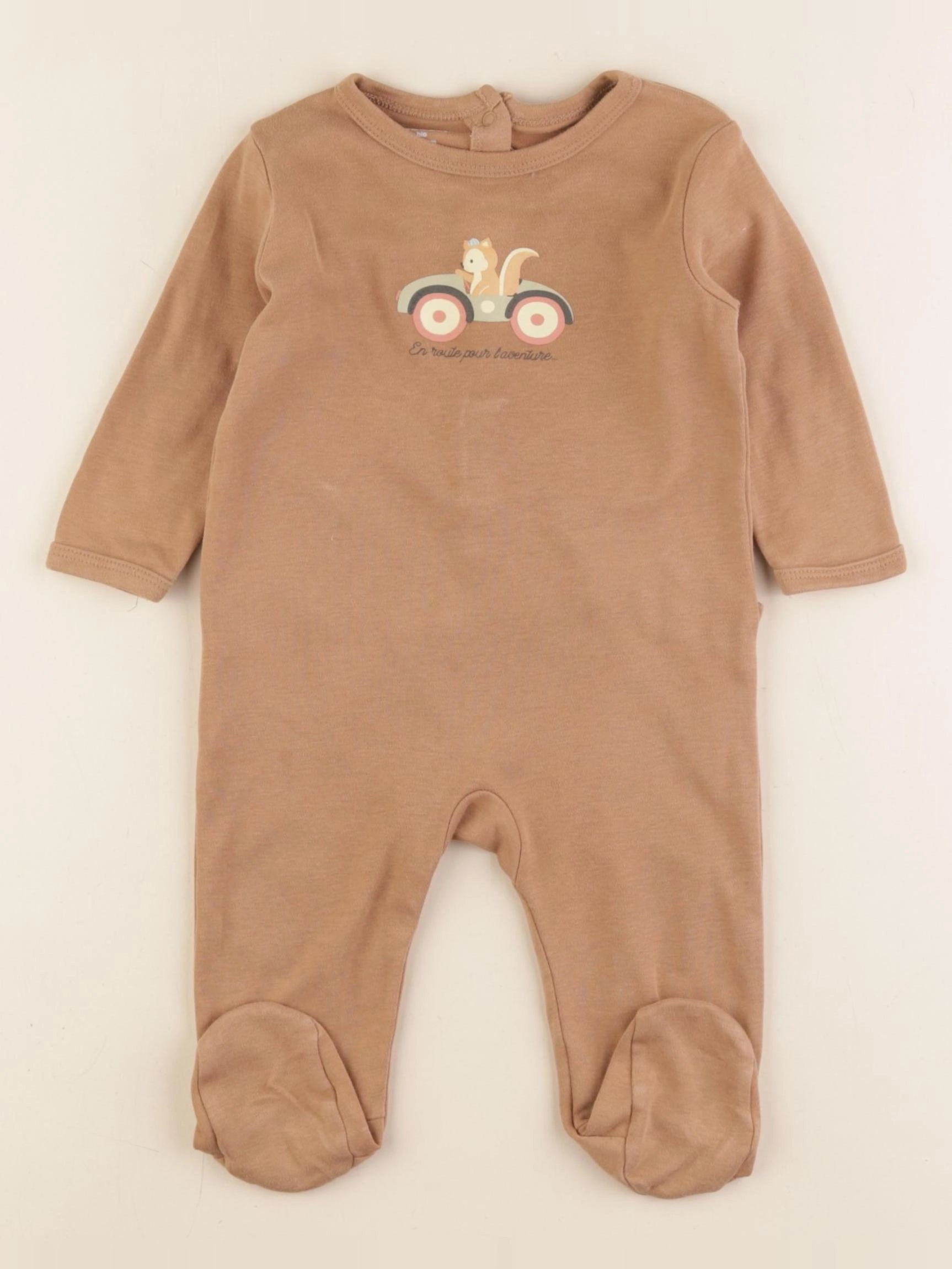 Vertbaudet - pyjama coton marron - 6 mois