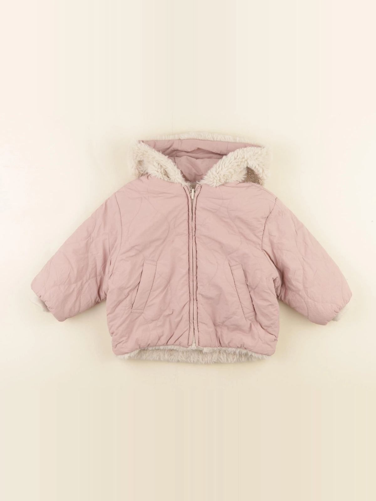 Zara - veste doublé rose, beige - 18/24 mois