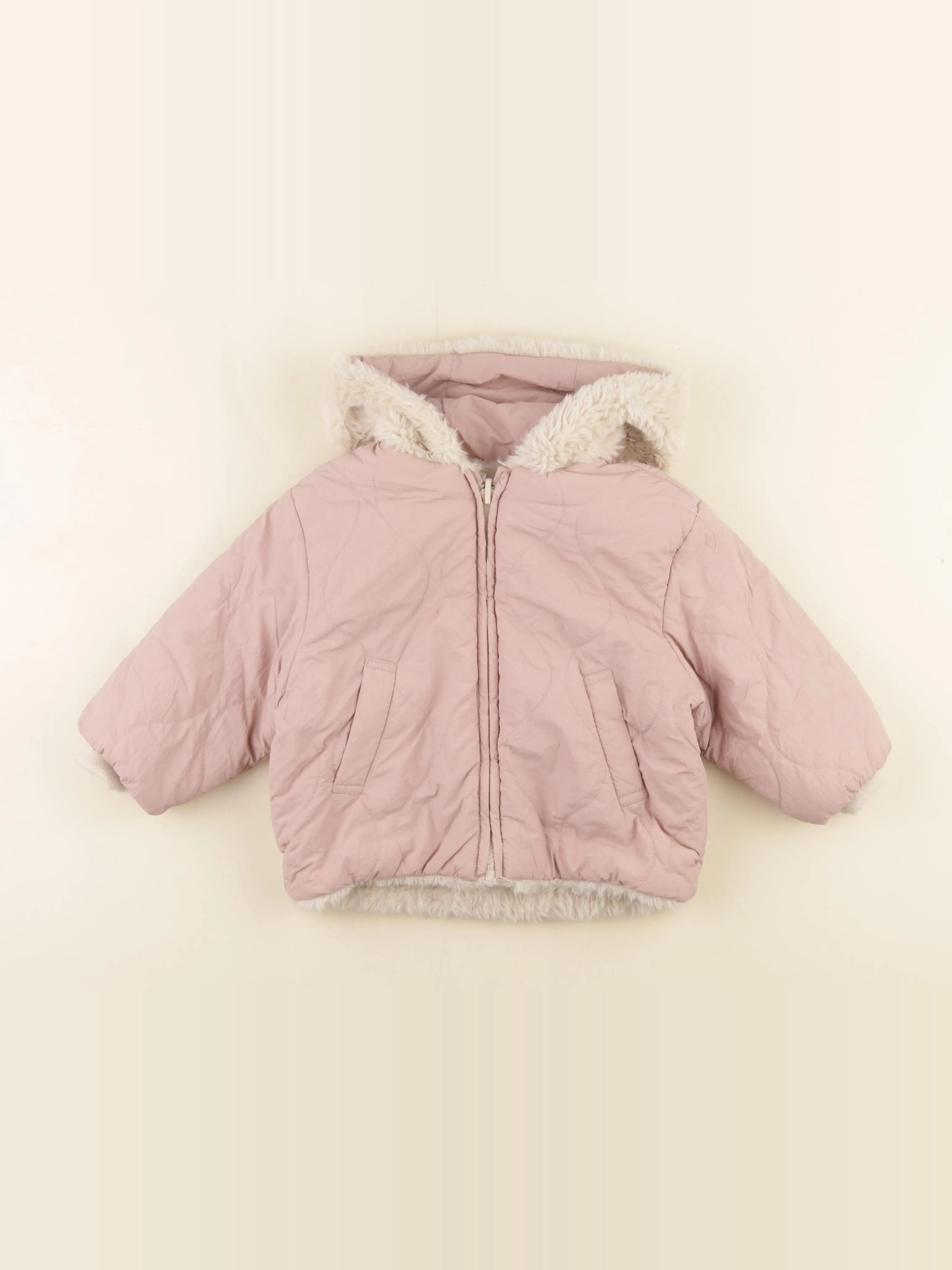 Zara - veste doublé rose, beige - 18/24 mois