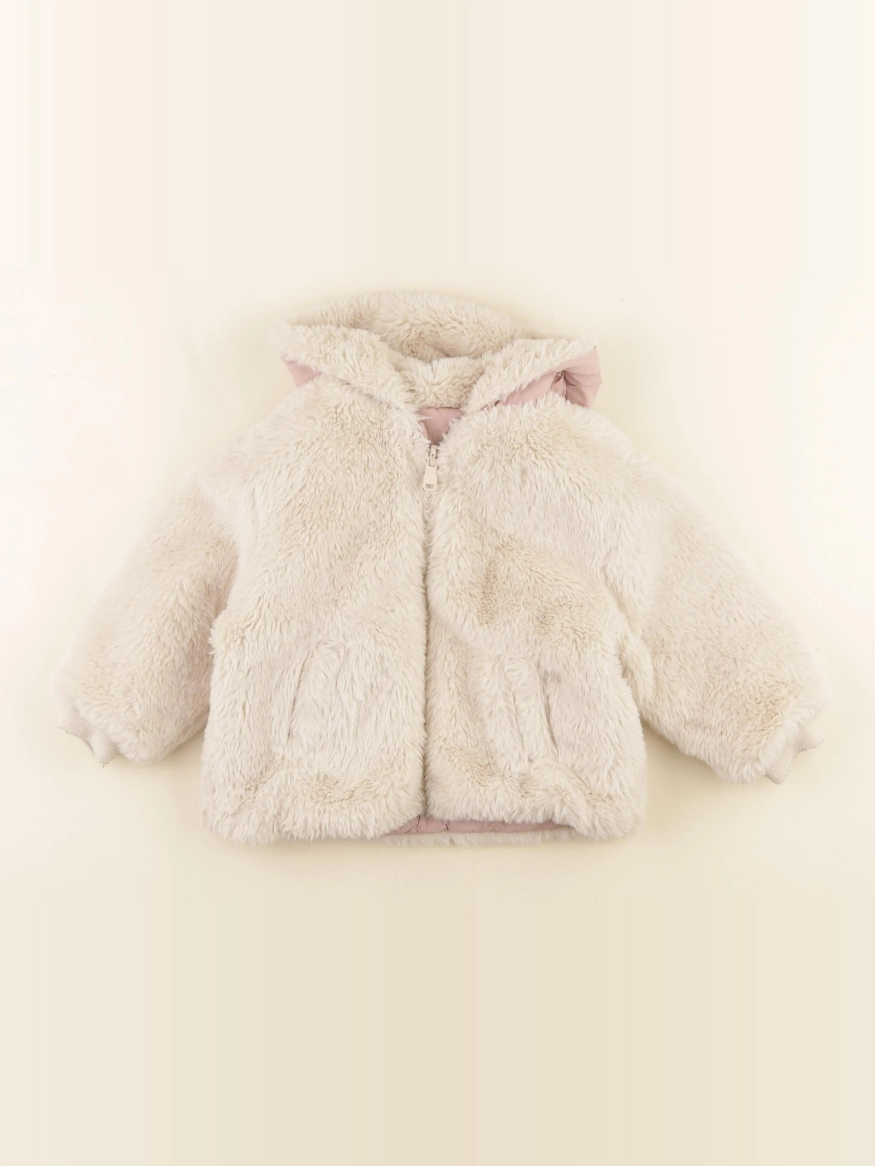 Zara - veste doublé rose, beige - 18/24 mois