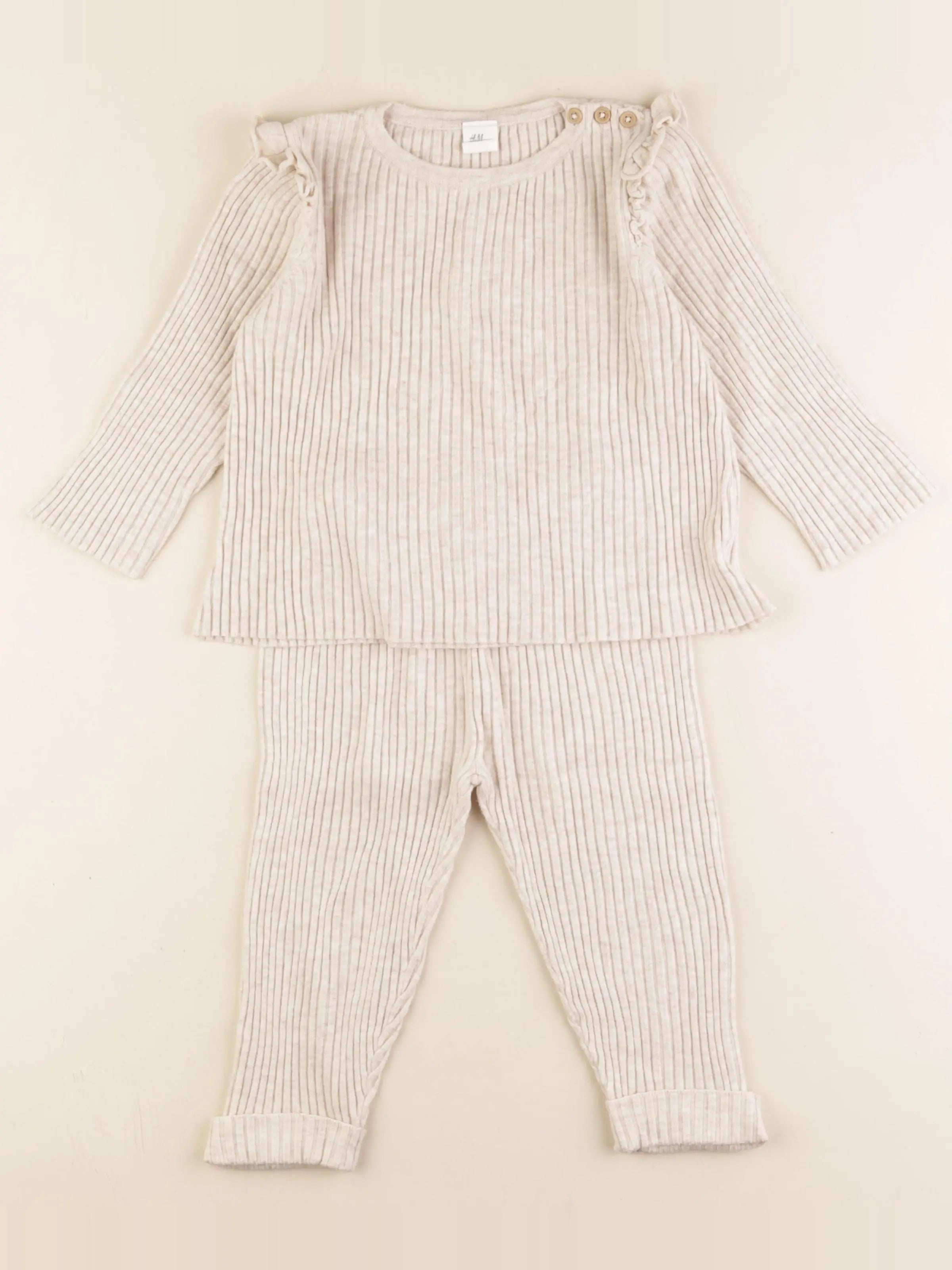 H&M - ensemble beige - 12/18 mois