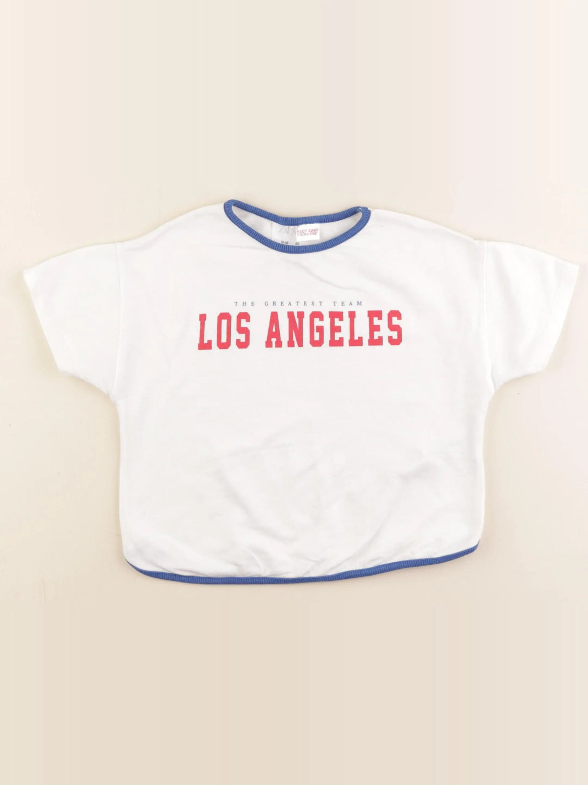 Zara - tee-shirt blanc, bleu - 12/18 mois