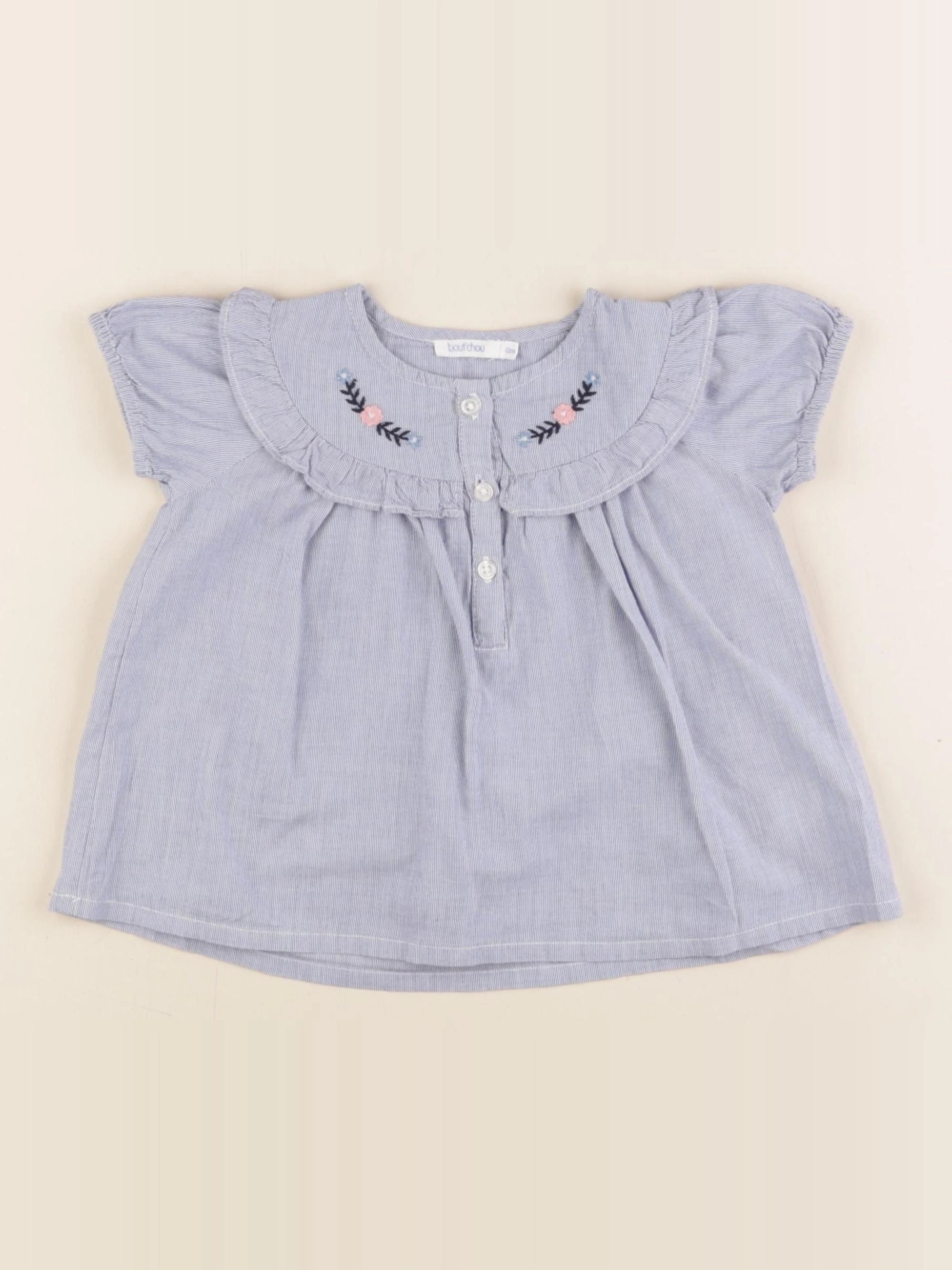 Boutchou - blouse bleu - 12 mois
