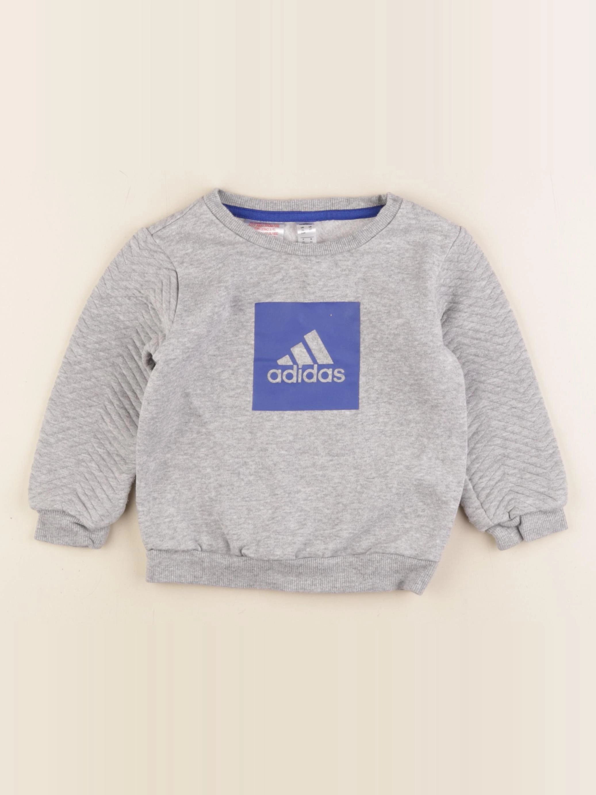 Adidas - sweat gris, bleu - 18/24 mois