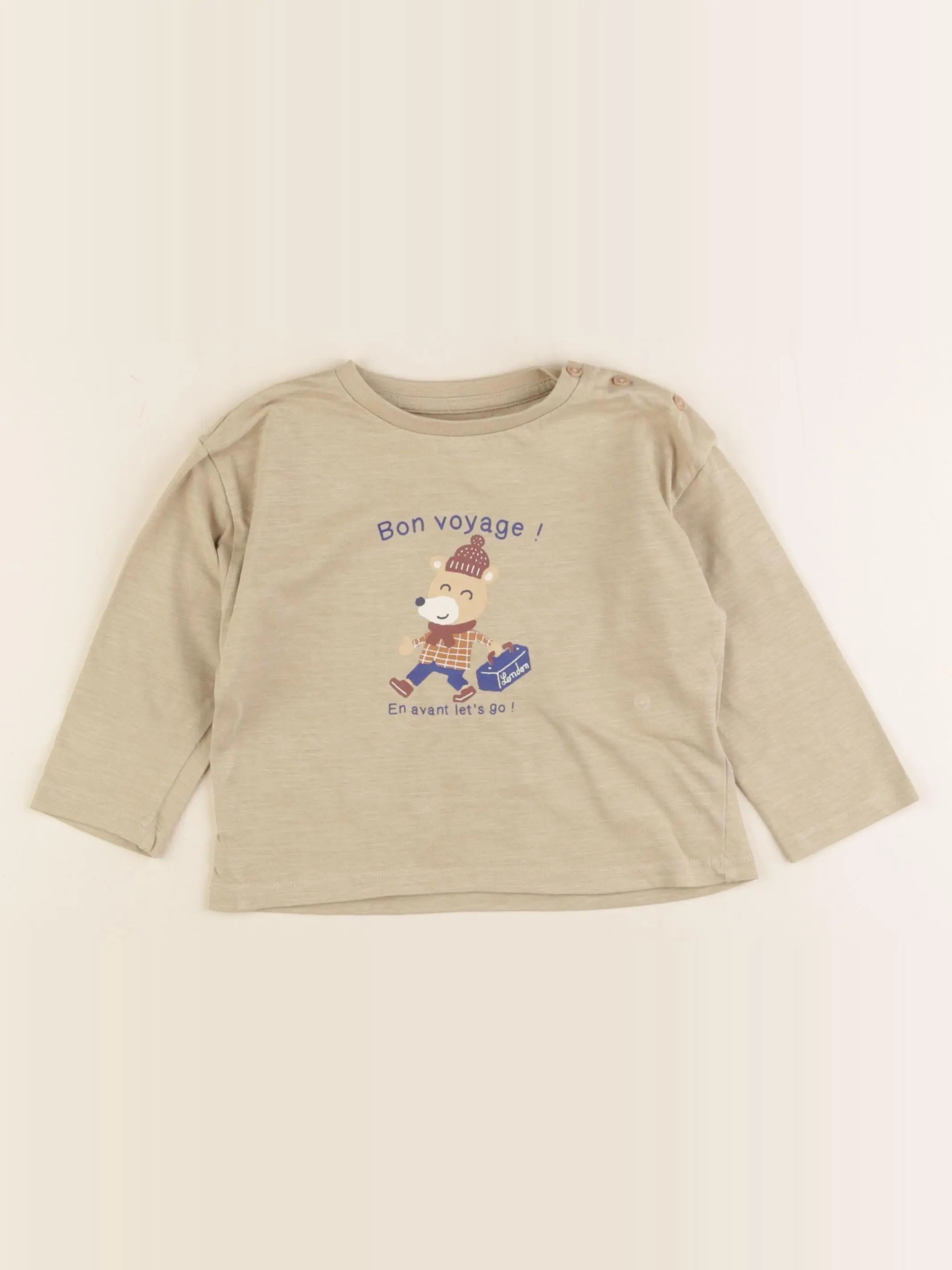 Vertbaudet - tee-shirt coton vert - 18 mois