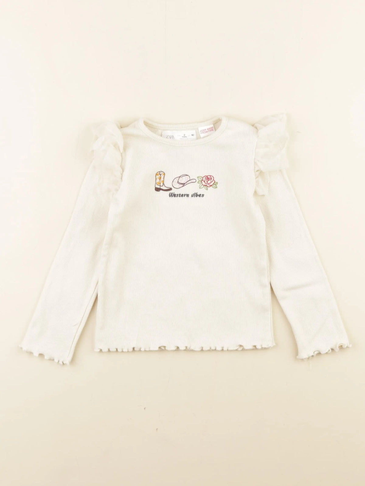 Zara - tee-shirt beige - 2 ans
