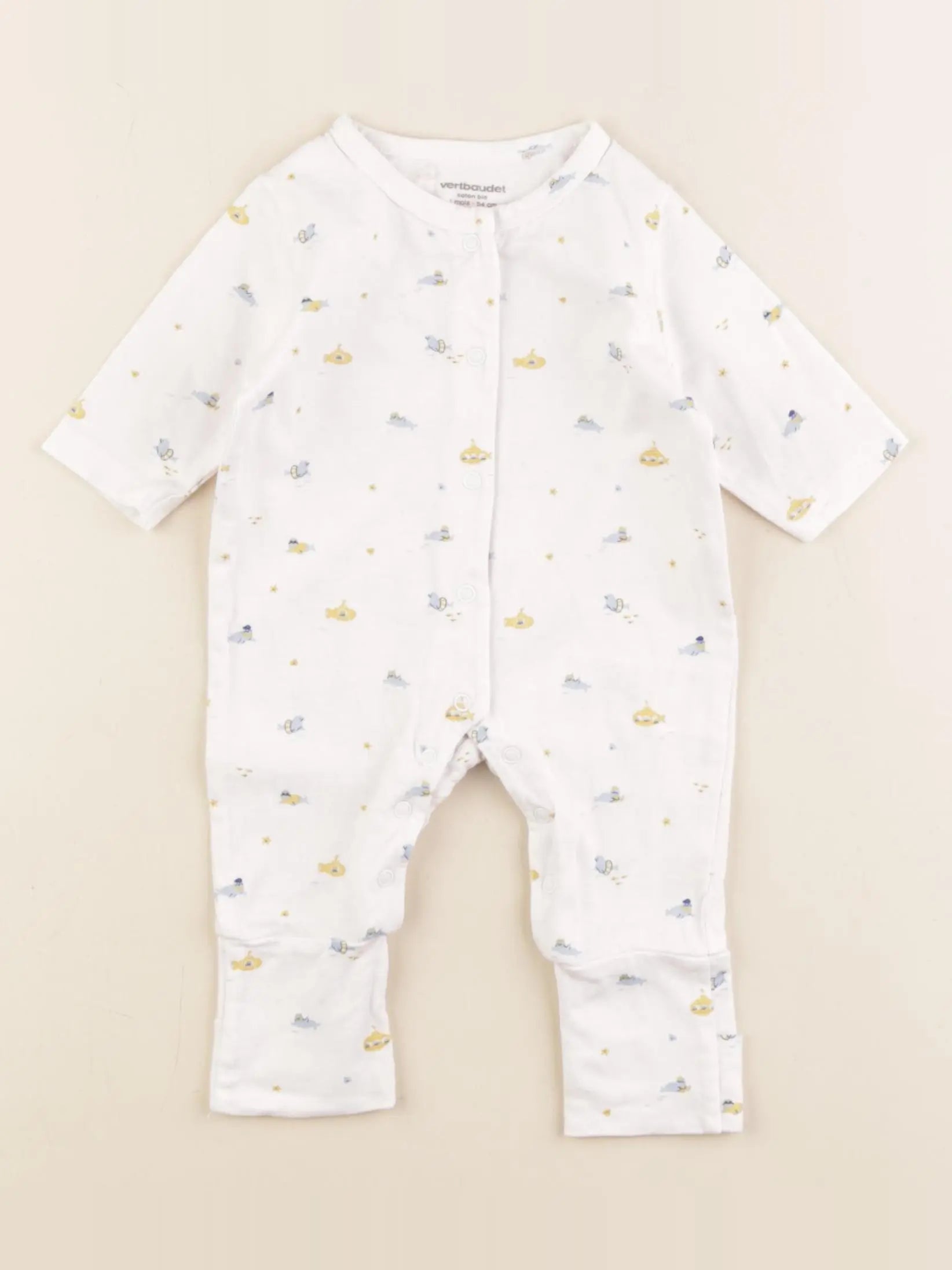 Vertbaudet - pyjama coton blanc - 1 mois