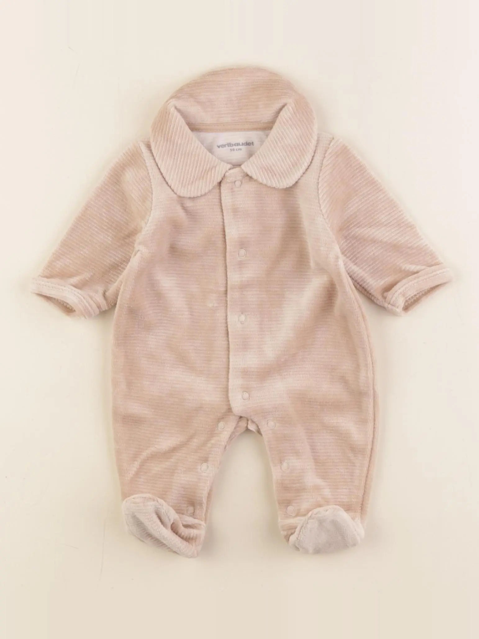 Vertbaudet - pyjama velours beige - 0 mois