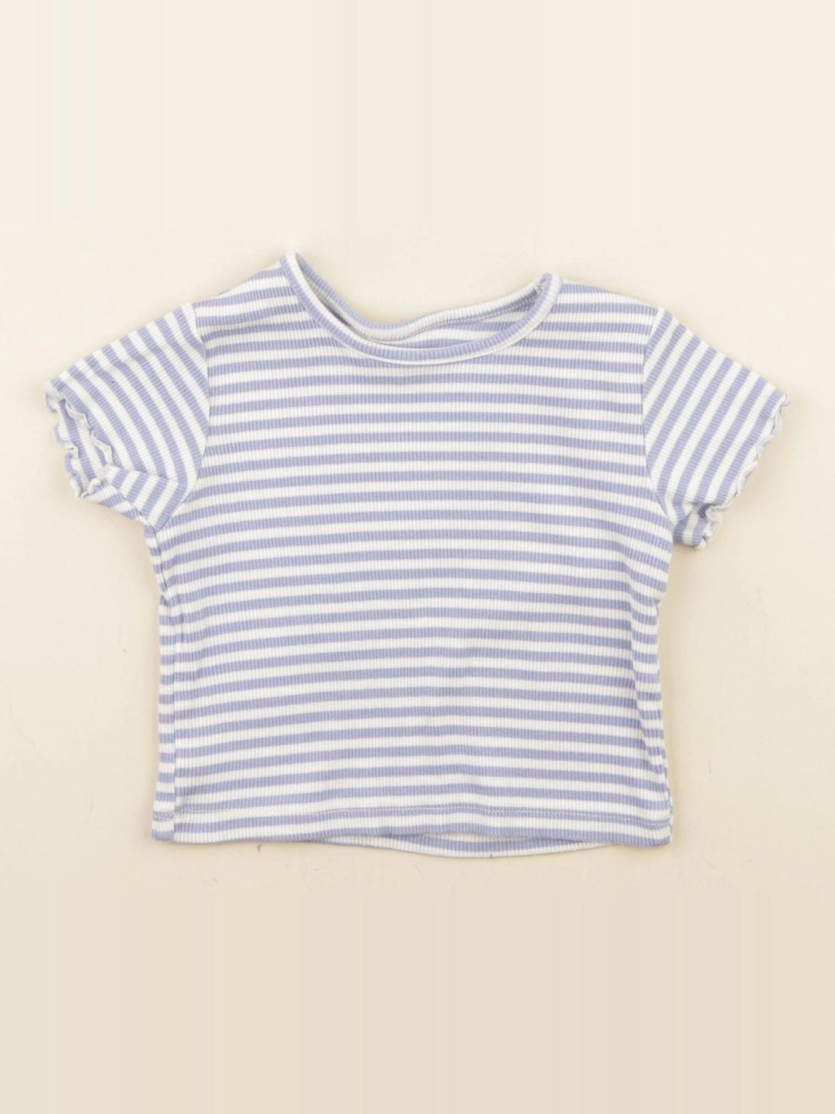 H&M - tee-shirt court bleu, blanc - 18/24 mois