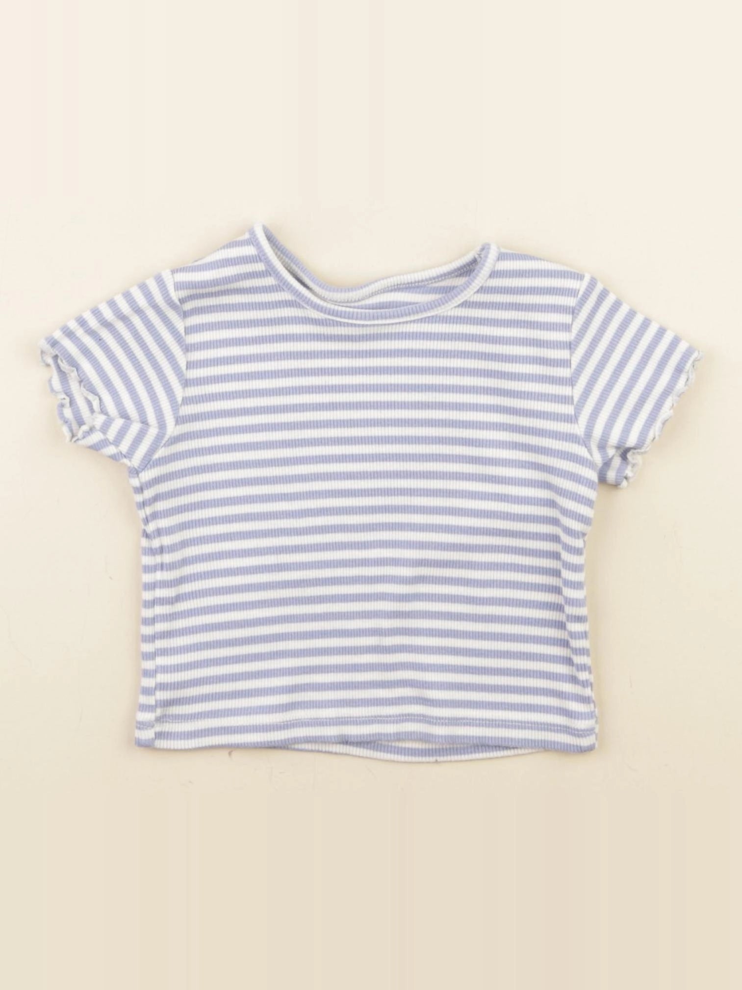 H&M - tee-shirt court bleu, blanc - 18/24 mois