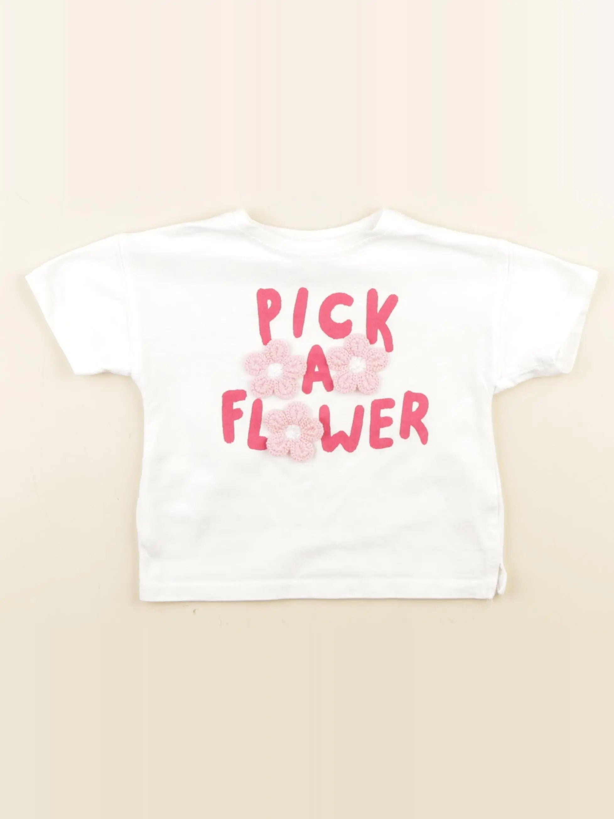 Zara - tee-shirt blanc, rose - 2 ans