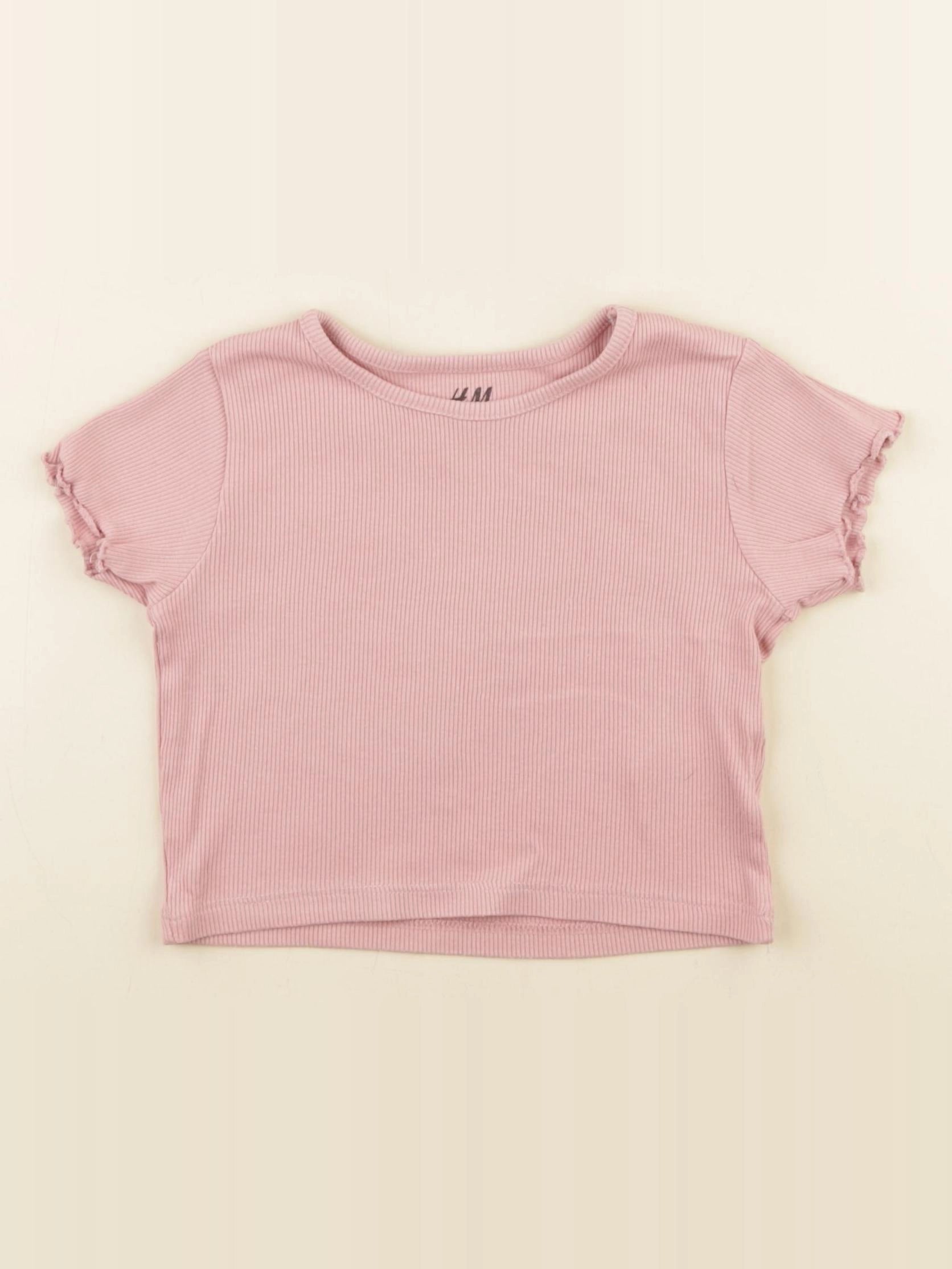 H&M - tee-shirt court rose - 18/24 mois