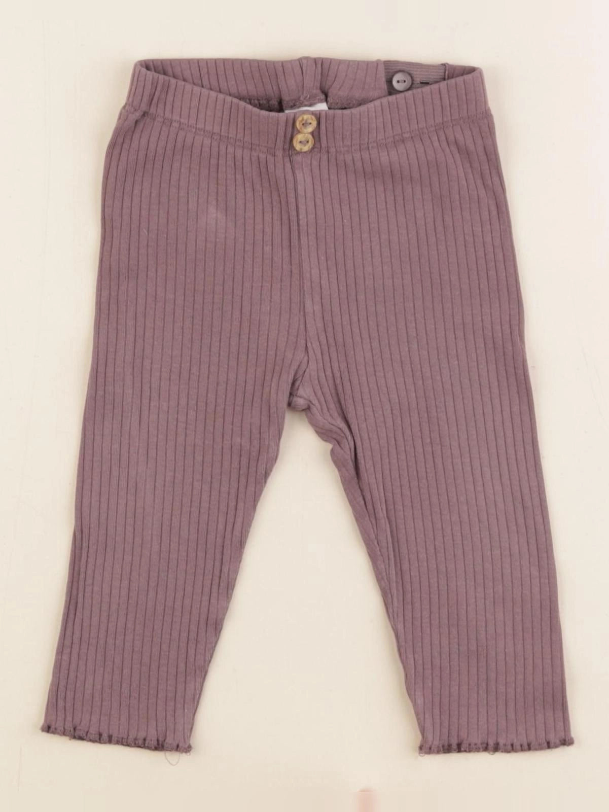H&M - legging marron, violet - 6/9 mois