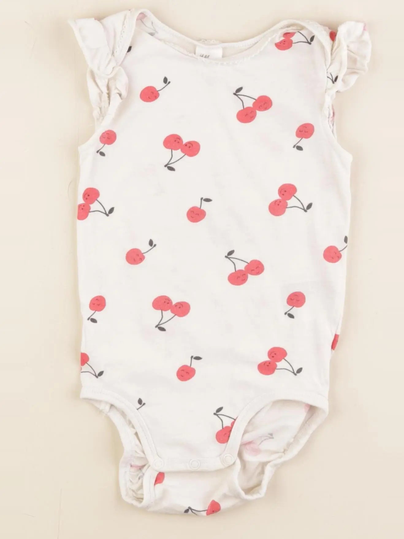 H&M - body beige, rouge - 12/18 mois