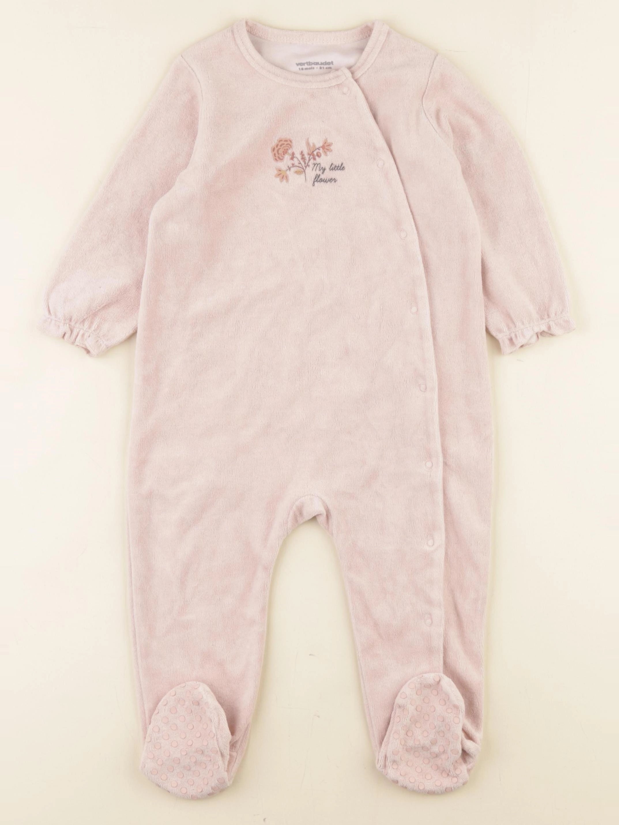 Vertbaudet - pyjama velours rose - 18 mois