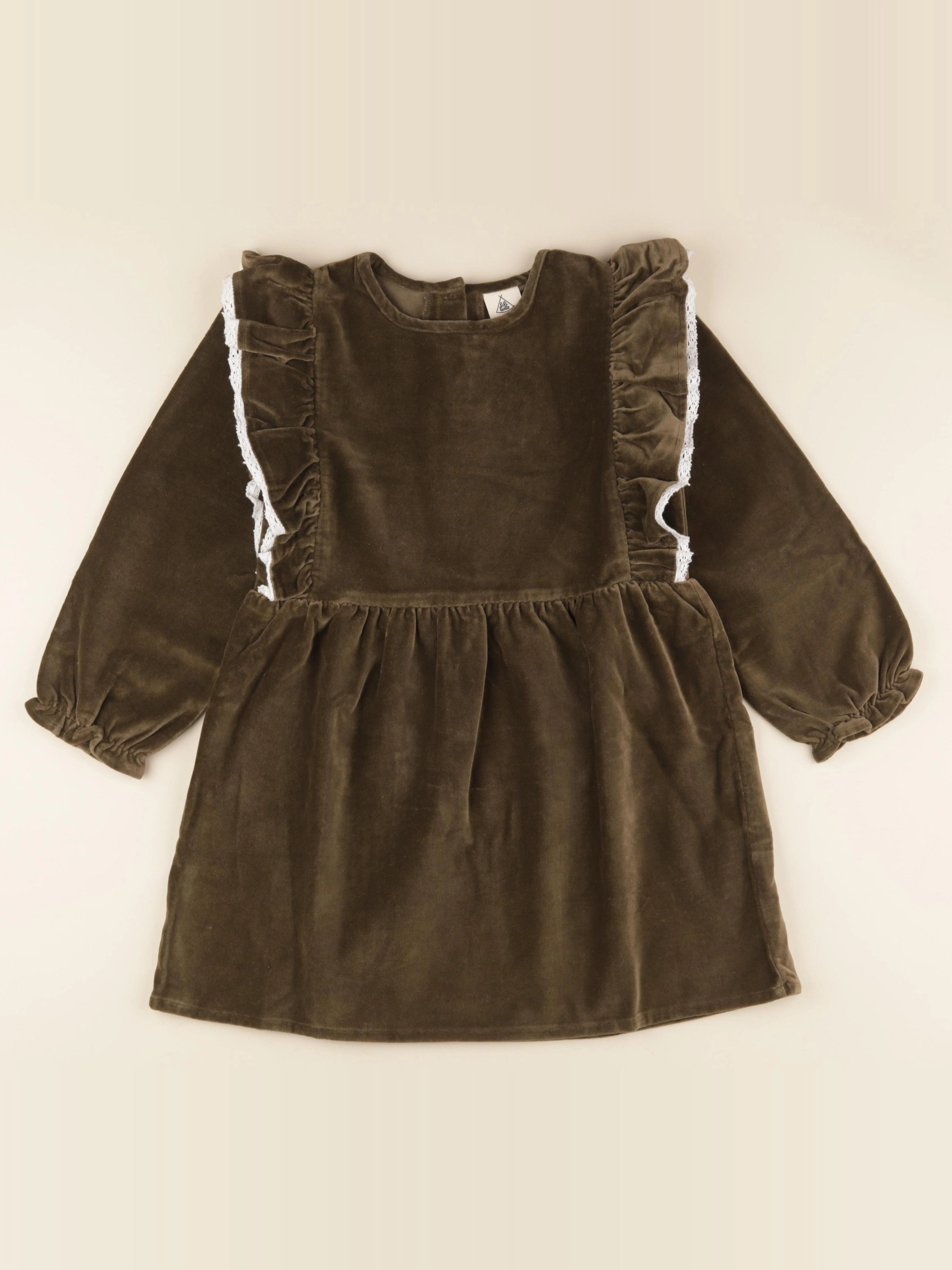 Robe Aliénor velours kaki