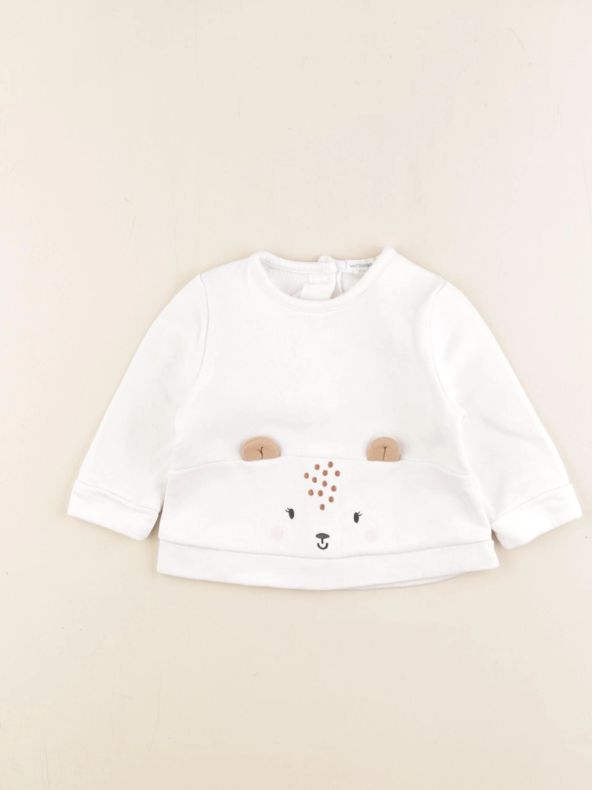 Vertbaudet - sweat blanc - 6 mois