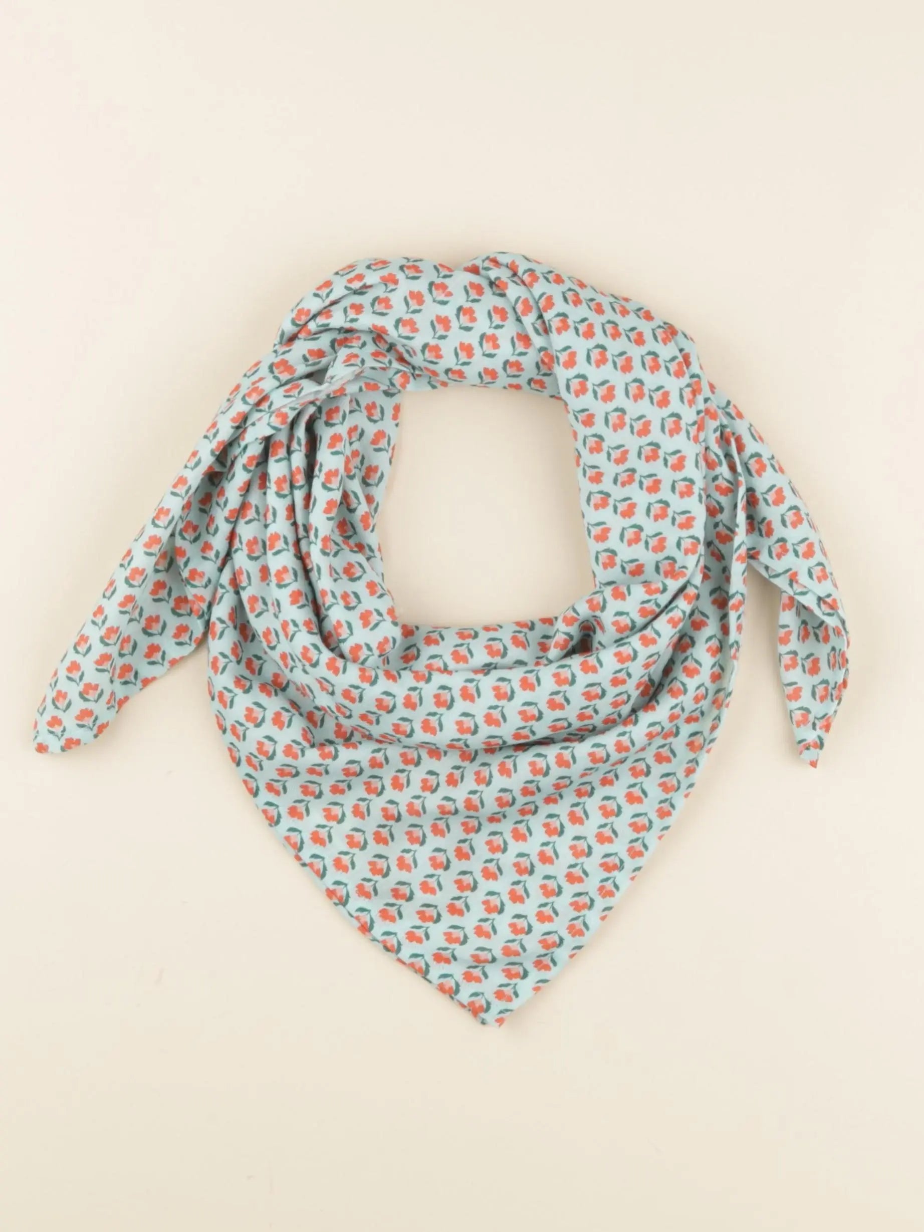 Foulard coton imprimé tulipes 90x90 cm