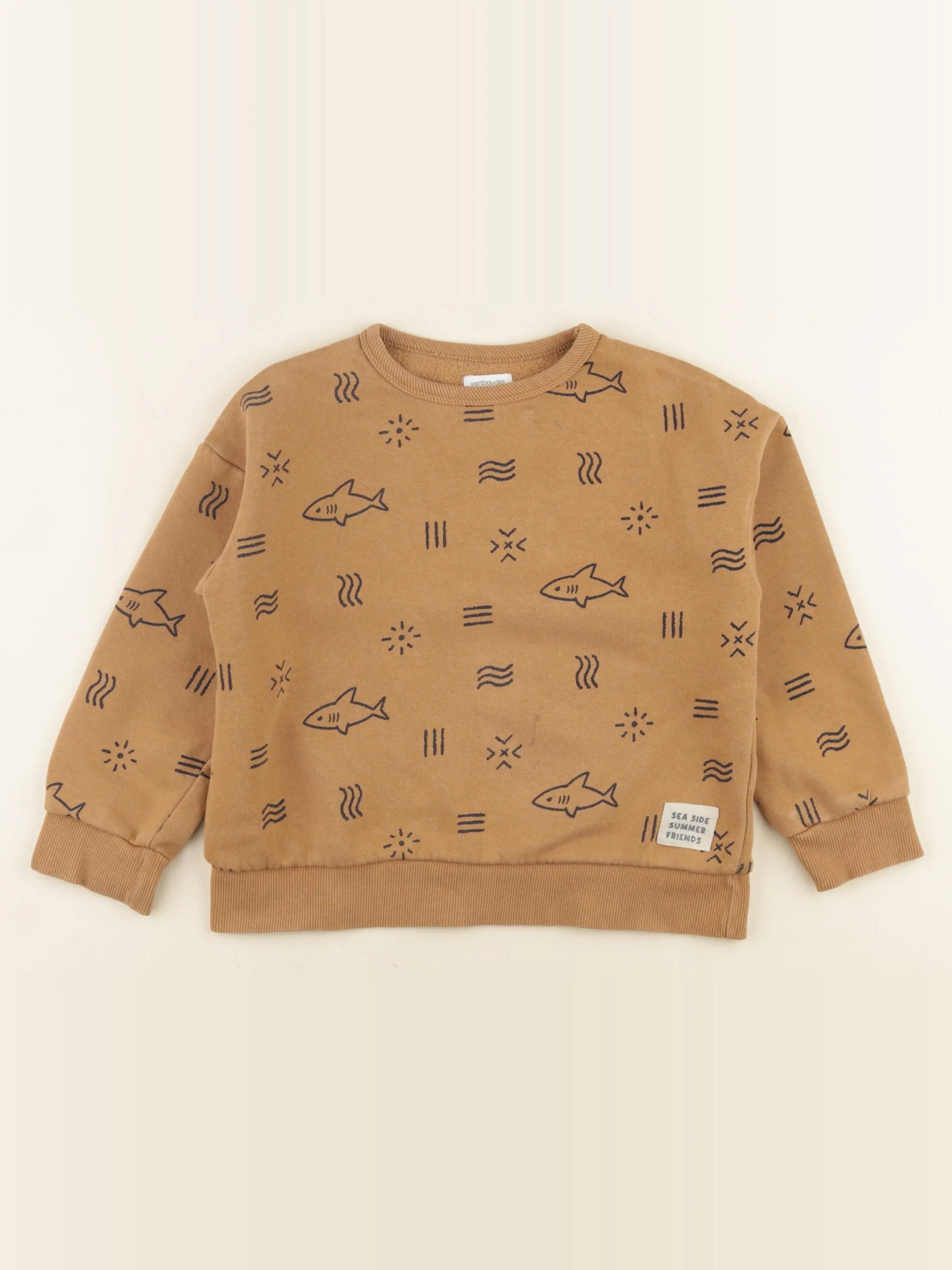 Vertbaudet - sweat marron - 6 ans