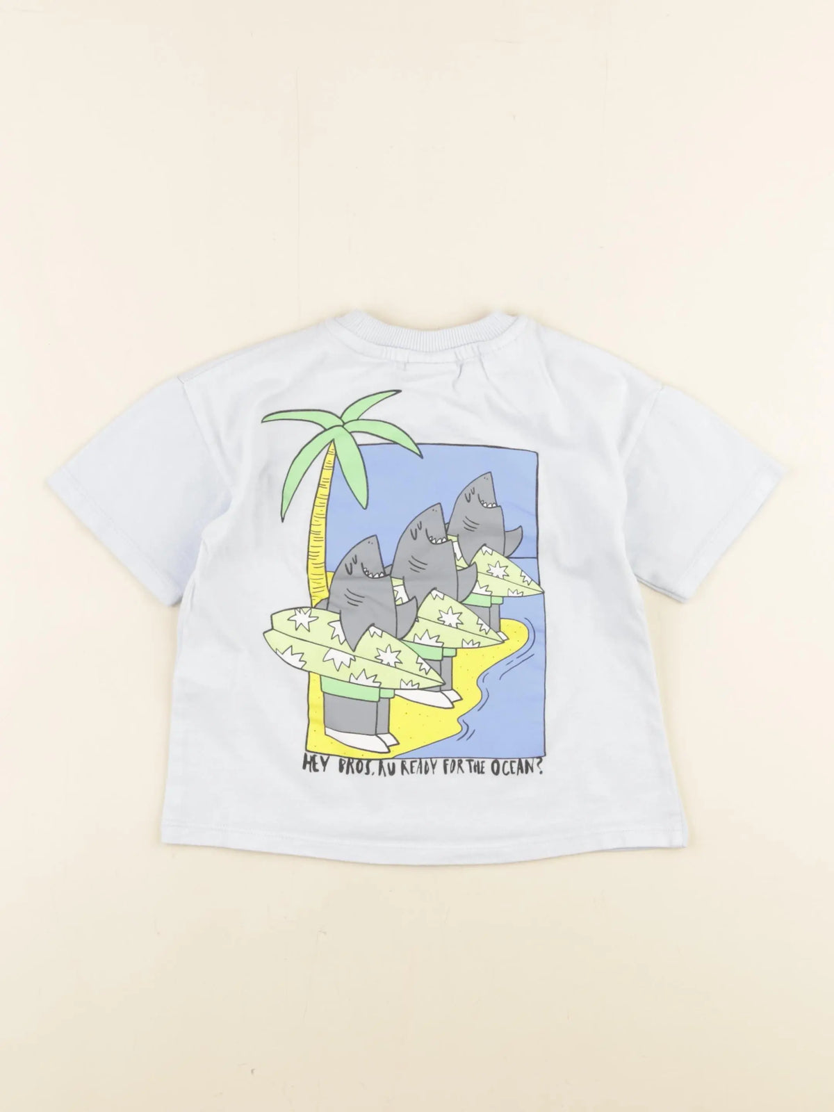 Zara - tee-shirt imprimé au dos bleu - 12/18 mois