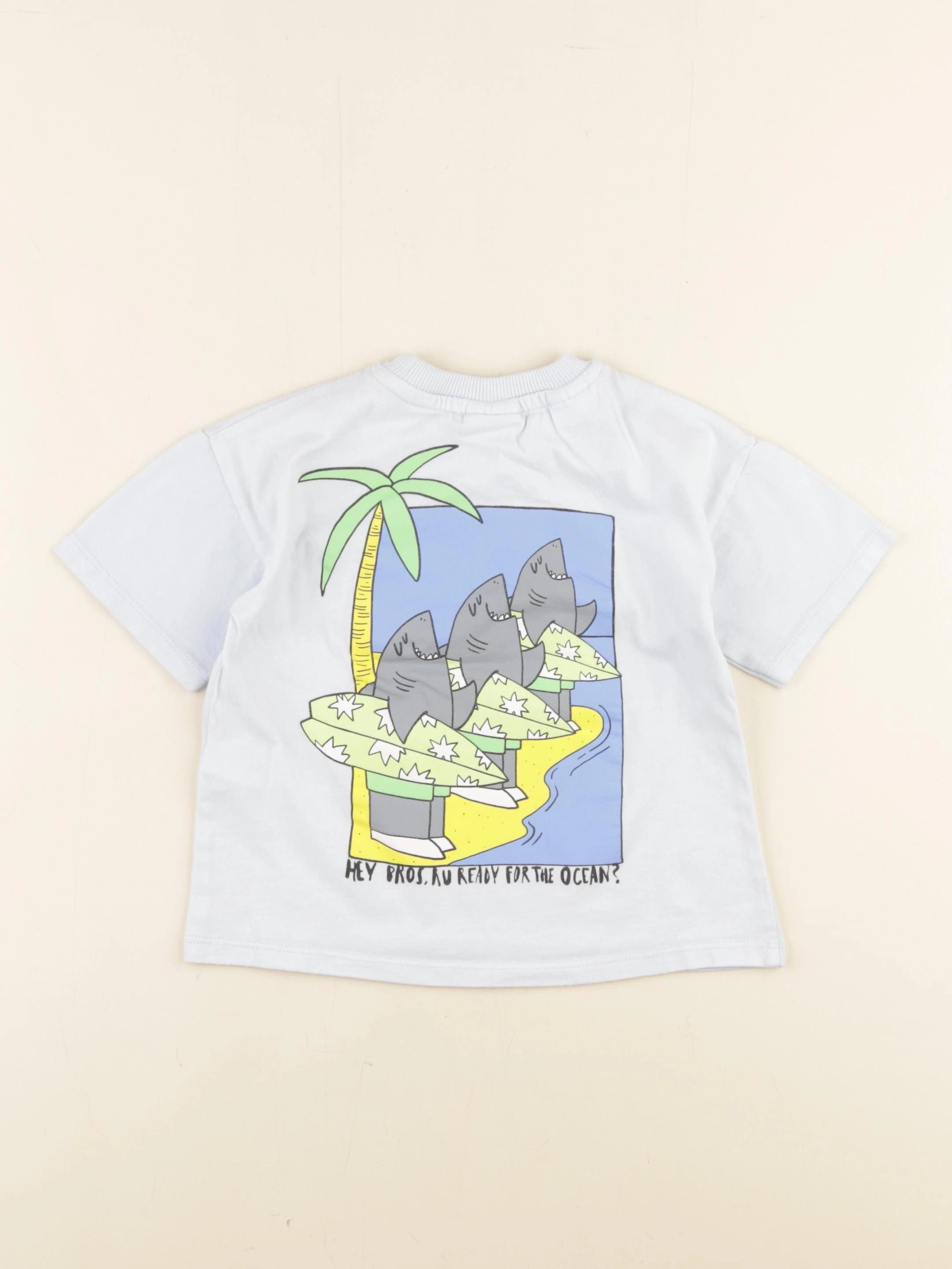 Zara - tee-shirt imprimé au dos bleu - 12/18 mois