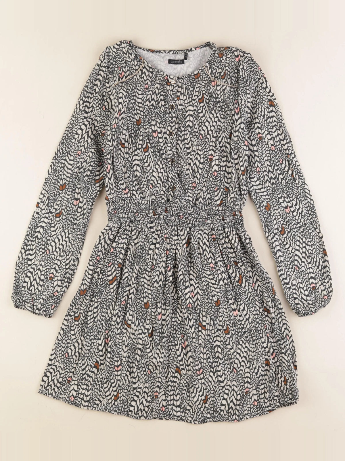 IKKS - robe noir, beige, or - 10 ans