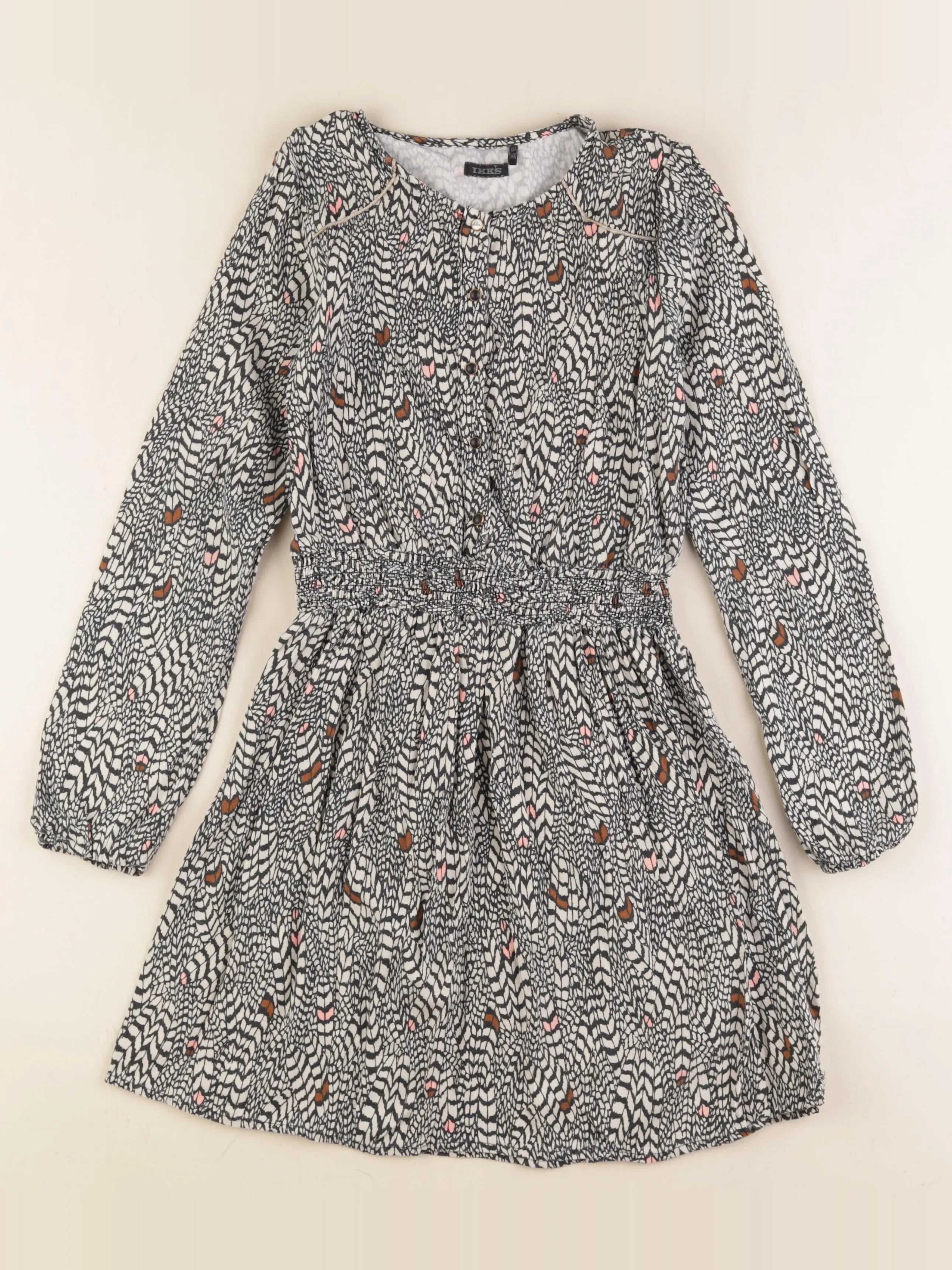 IKKS - robe noir, beige, or - 10 ans