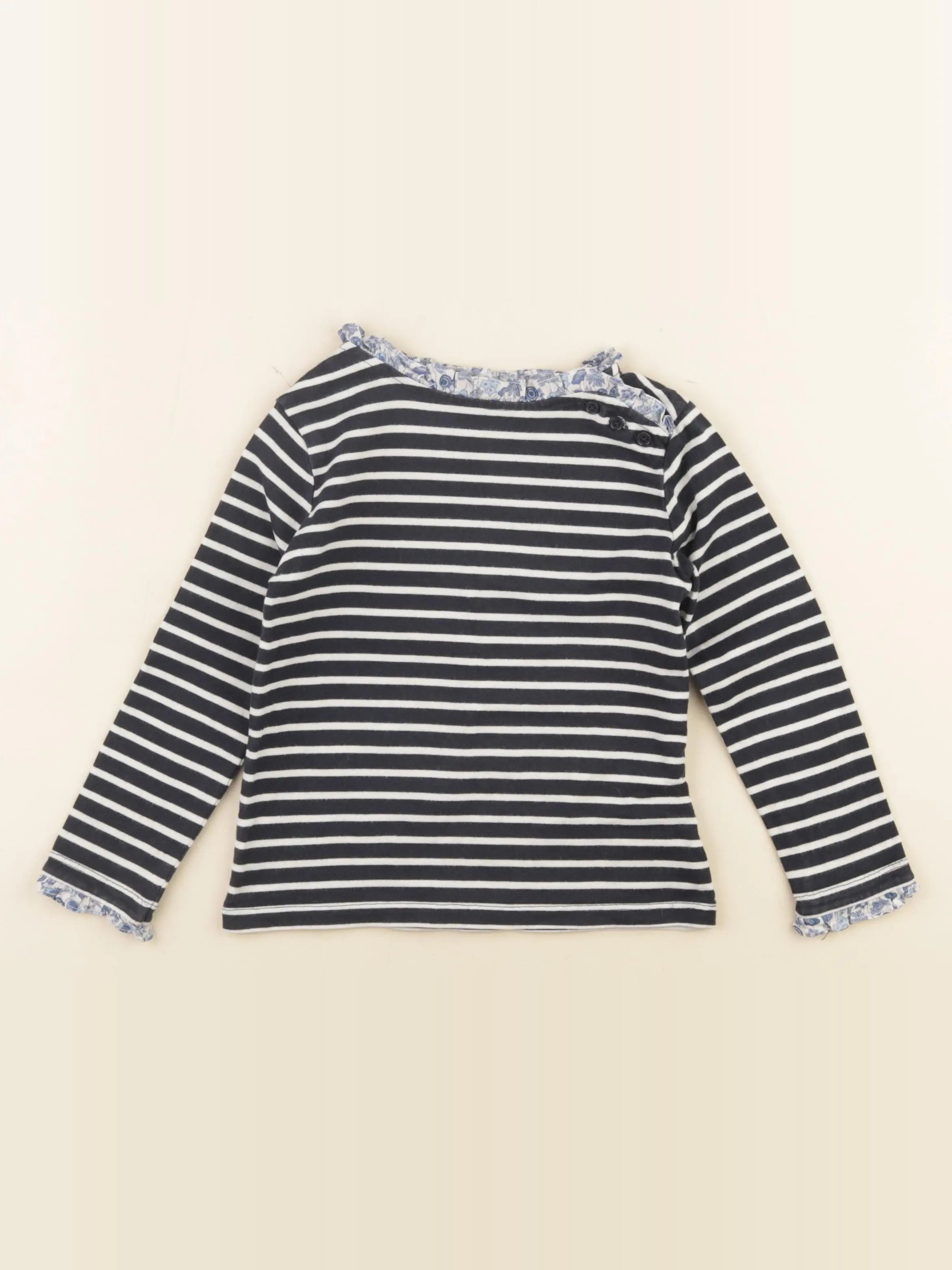 Cyrillus - tee-shirt bleu, blanc - 4 ans