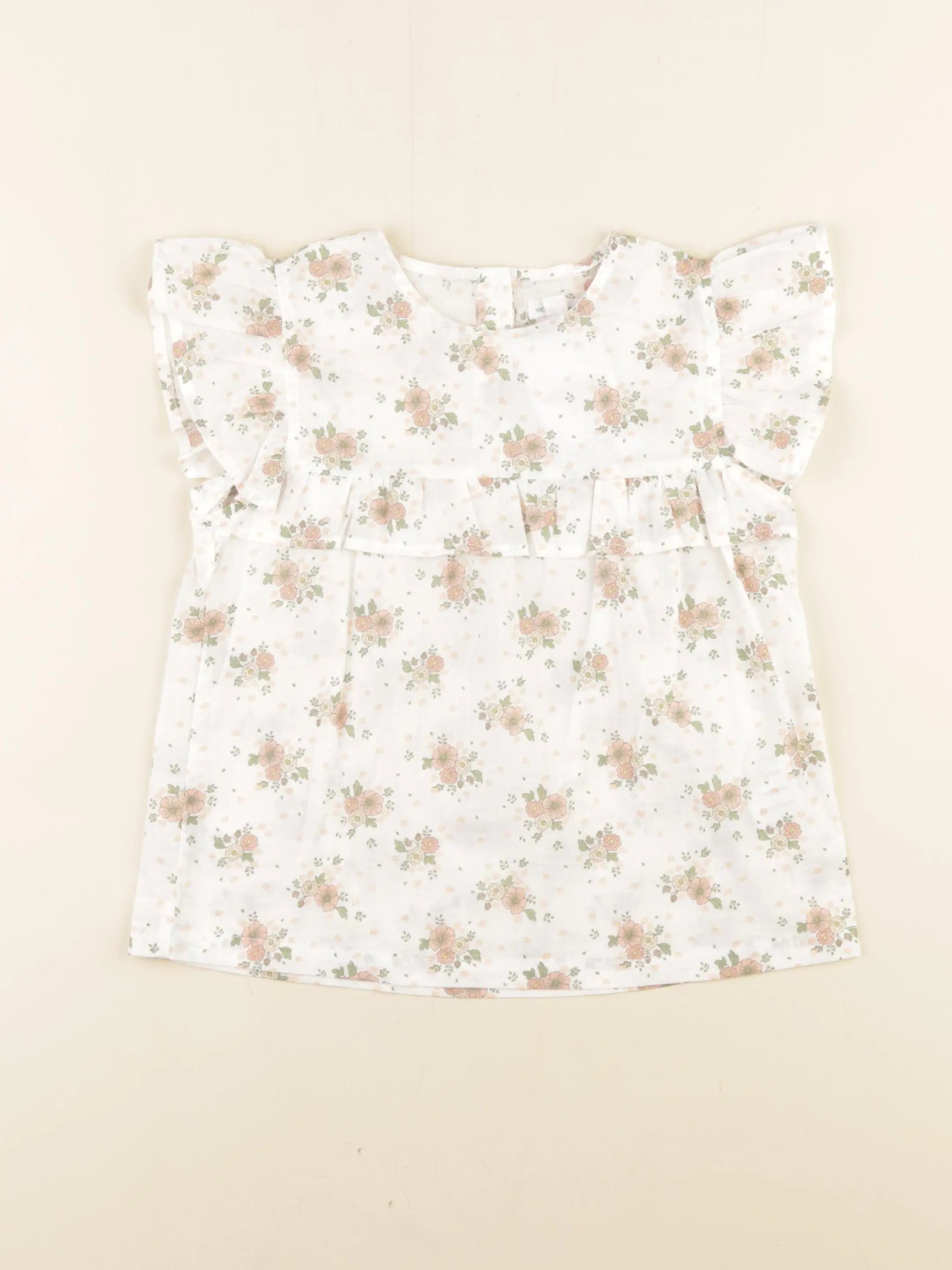 Vertbaudet - blouse blanc, rose - 7 ans