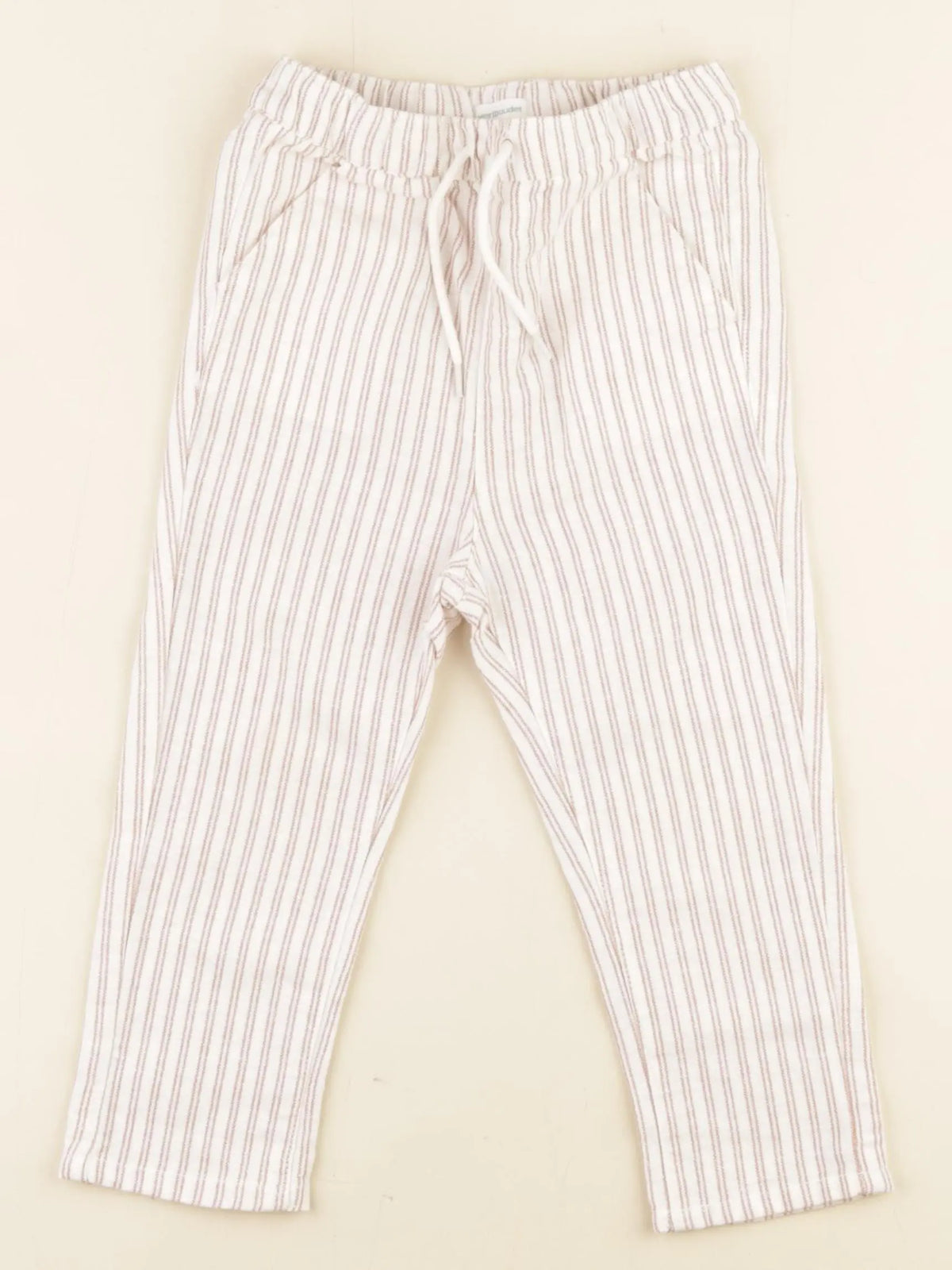 Vertbaudet - pantalon blanc, marron - 24 mois