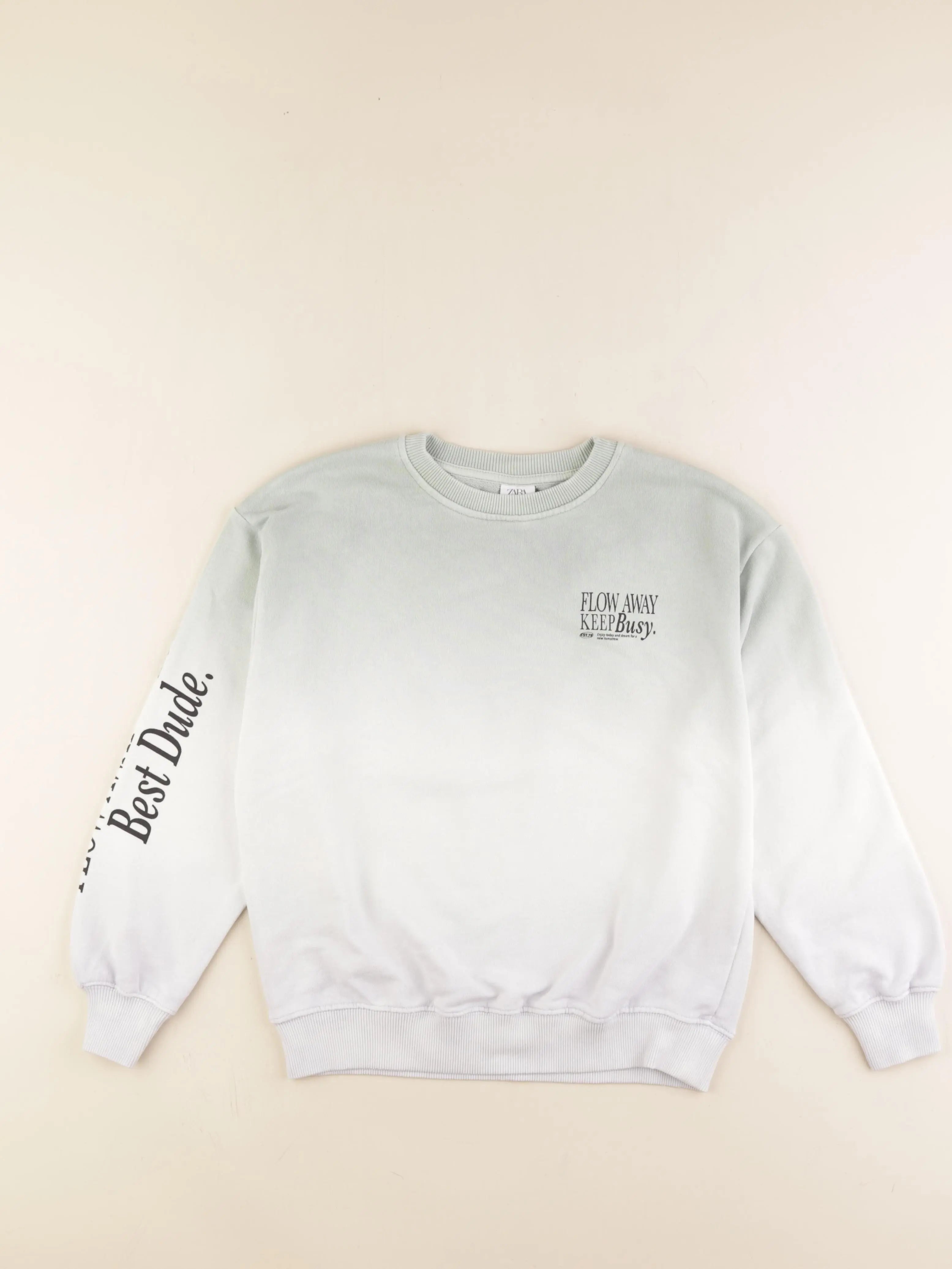 Zara - sweat imprimé au dos vert - 9/10 ans