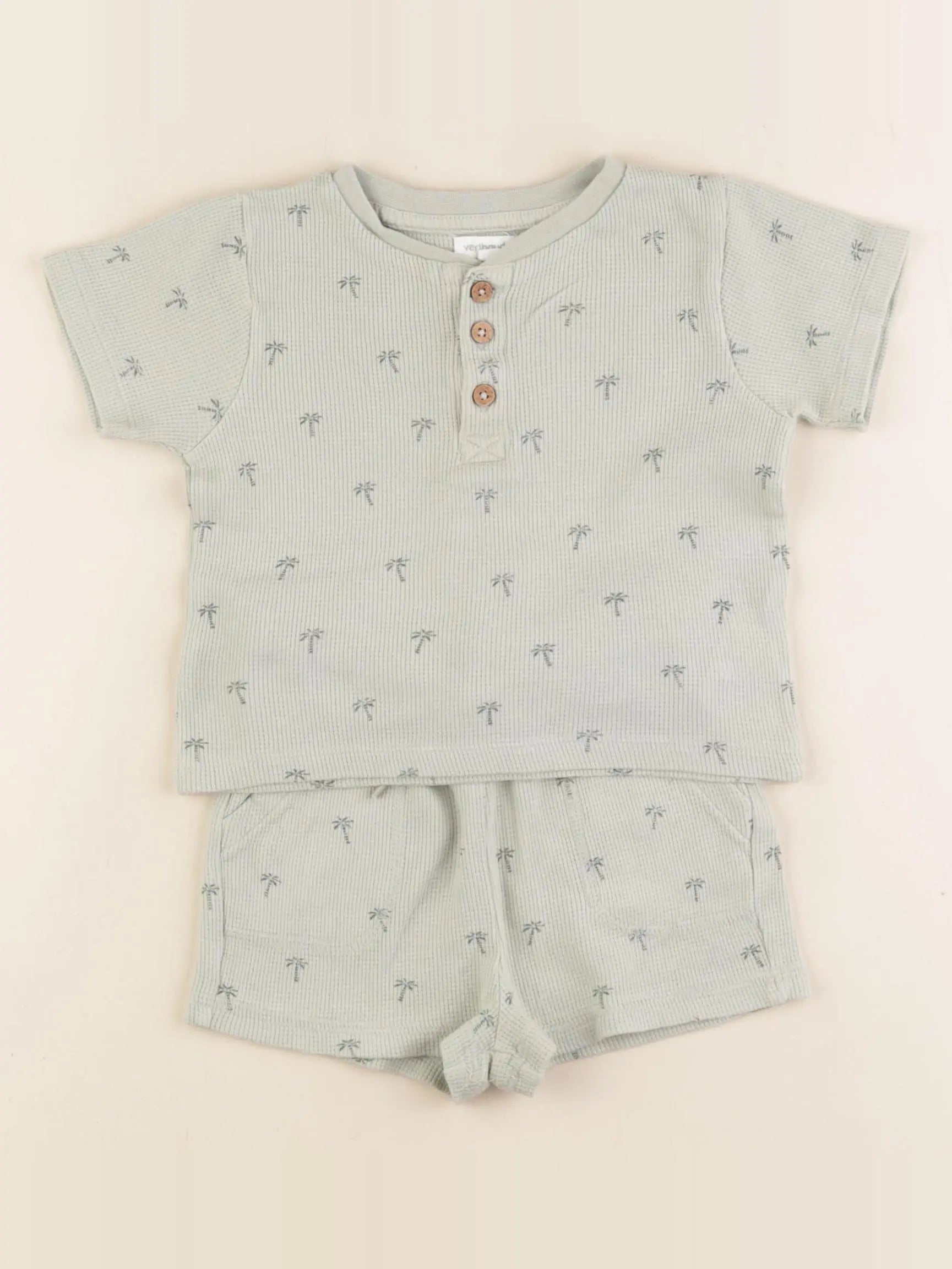 Vertbaudet - pyjama coton vert - 12 mois