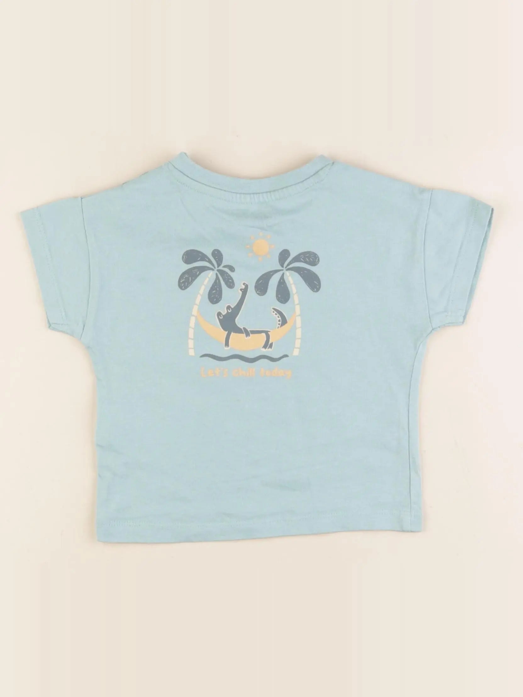 Vertbaudet - tee-shirt bleu - 12 mois