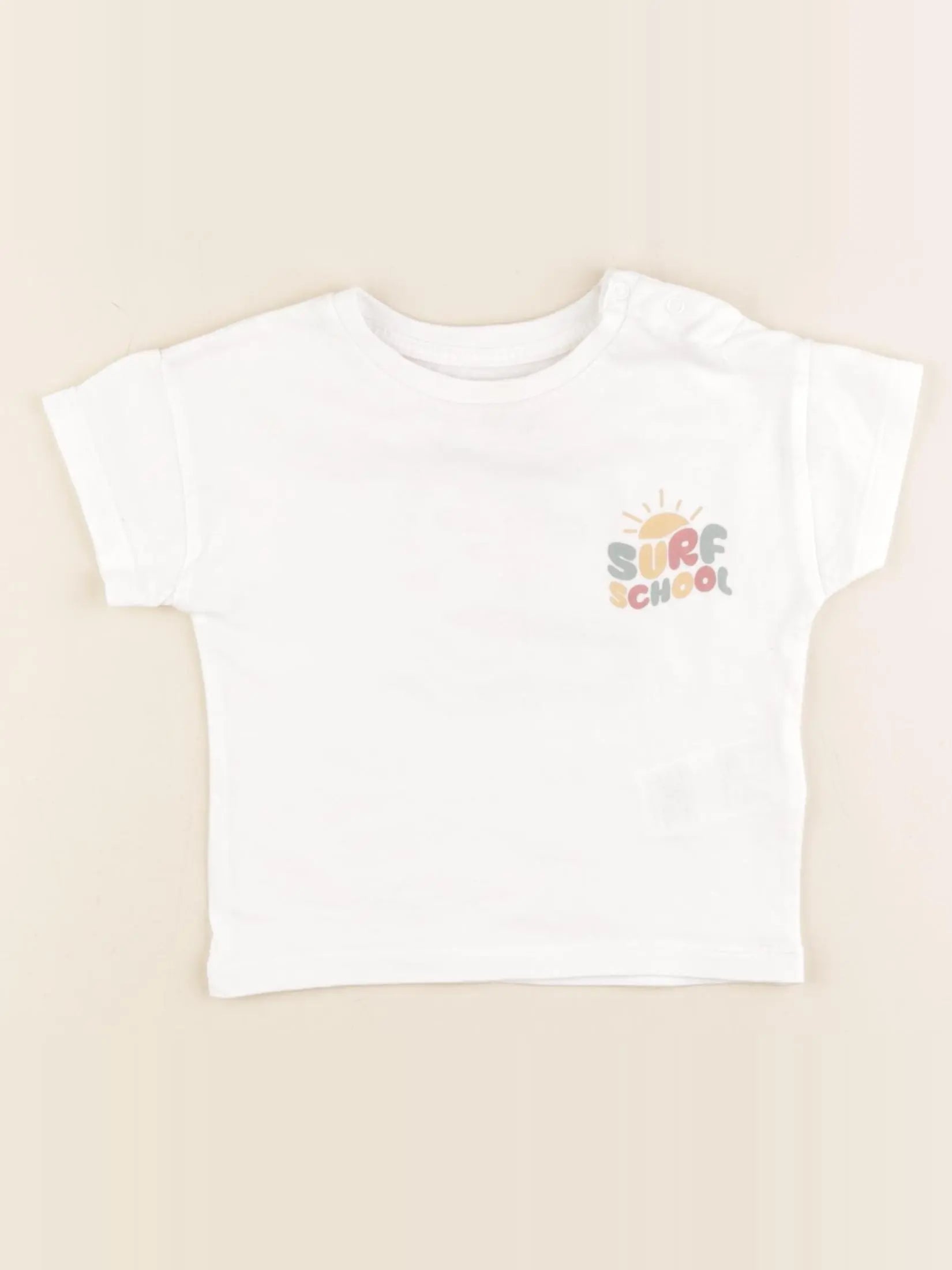 Vertbaudet - tee-shirt imprimé au dos blanc - 12 mois