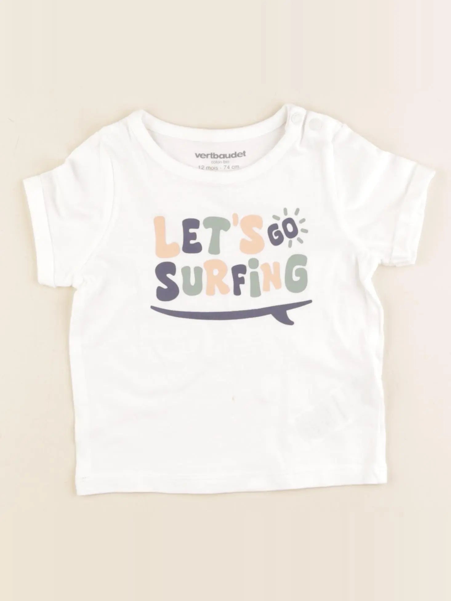 Vertbaudet - tee-shirt blanc - 12 mois